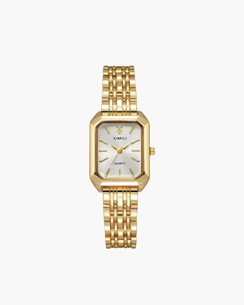 Cassiane – Slim band – Square gold wristwatch-10173355327815-Ivory Ombre