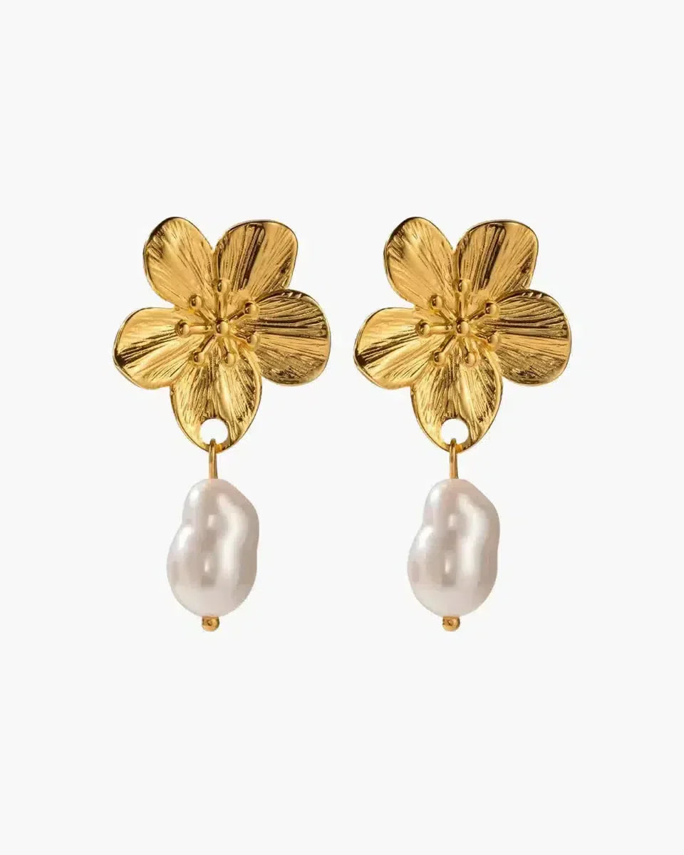 Halia – Floral design – Blossom pearl earrings-10173354443079-Ivory Ombre