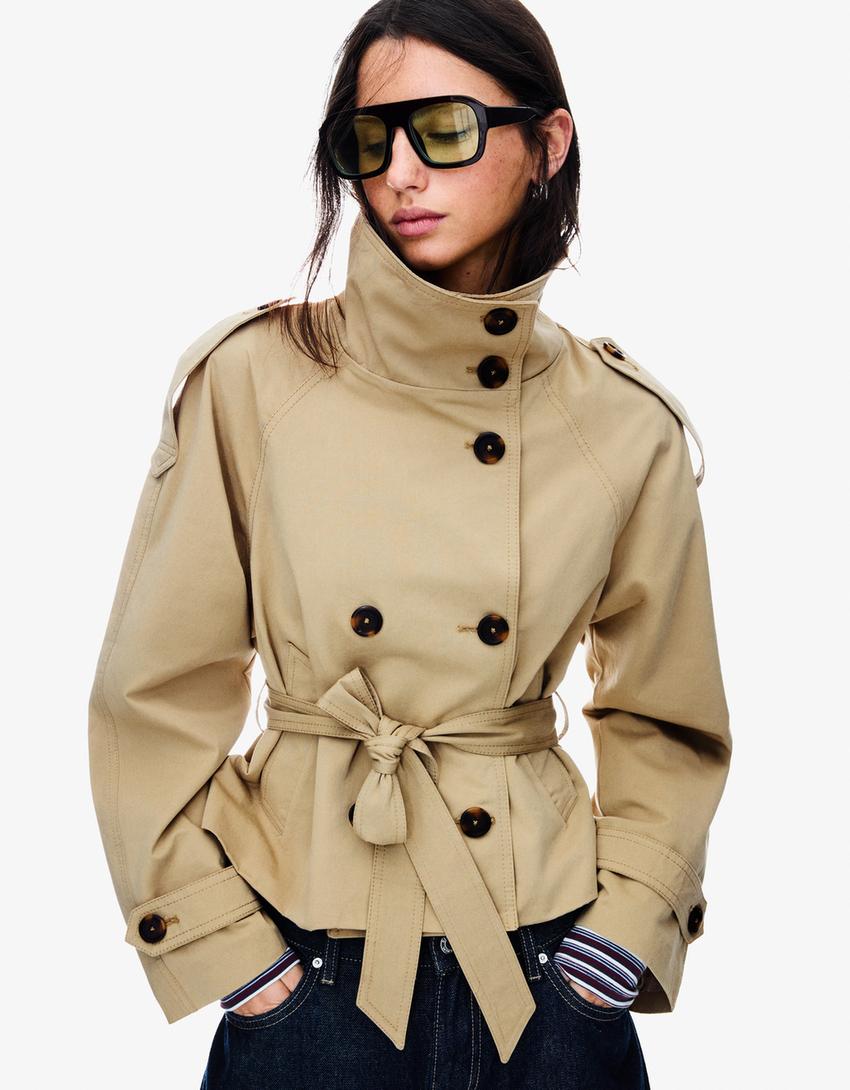 Calvéra – Belted design – Cropped trench jacket
