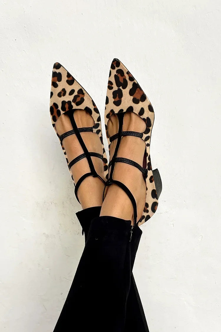 Bridget - Leopard Strap Ballet Heels