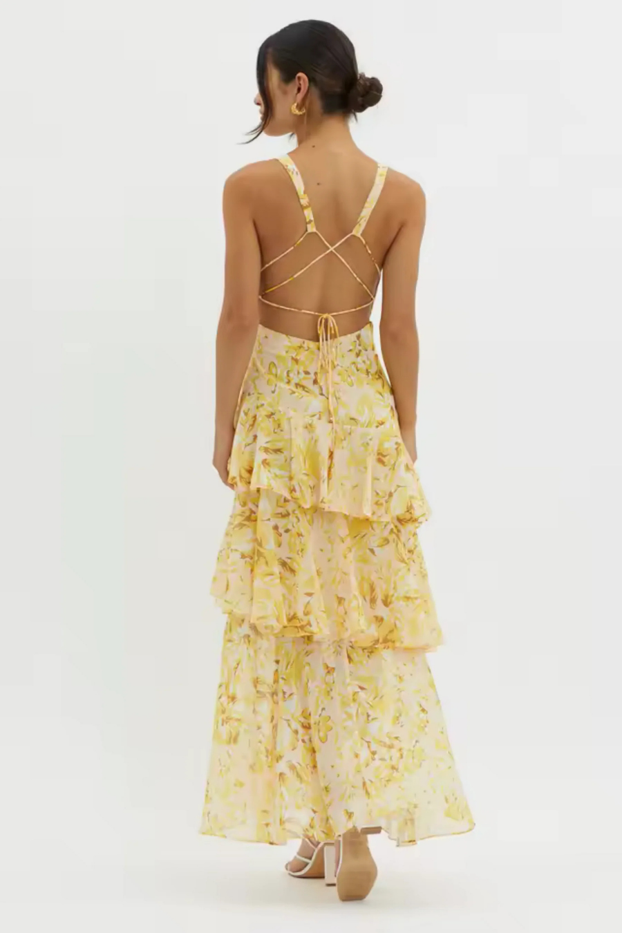 Catalene – Tiered ruffle – V-neck maxi dress