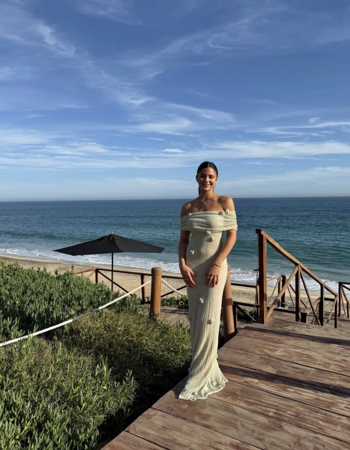 Aura – Floral detail – Off-shoulder maternity dress