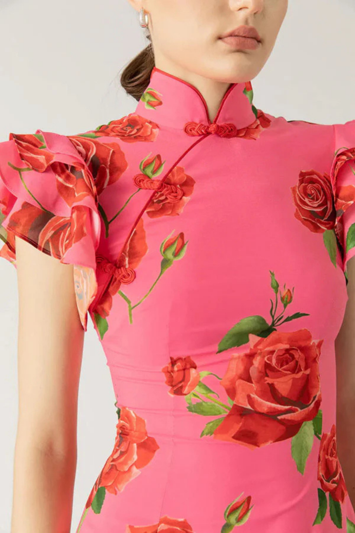 Ravennora – Floral ruffle – High-neck maxi dress