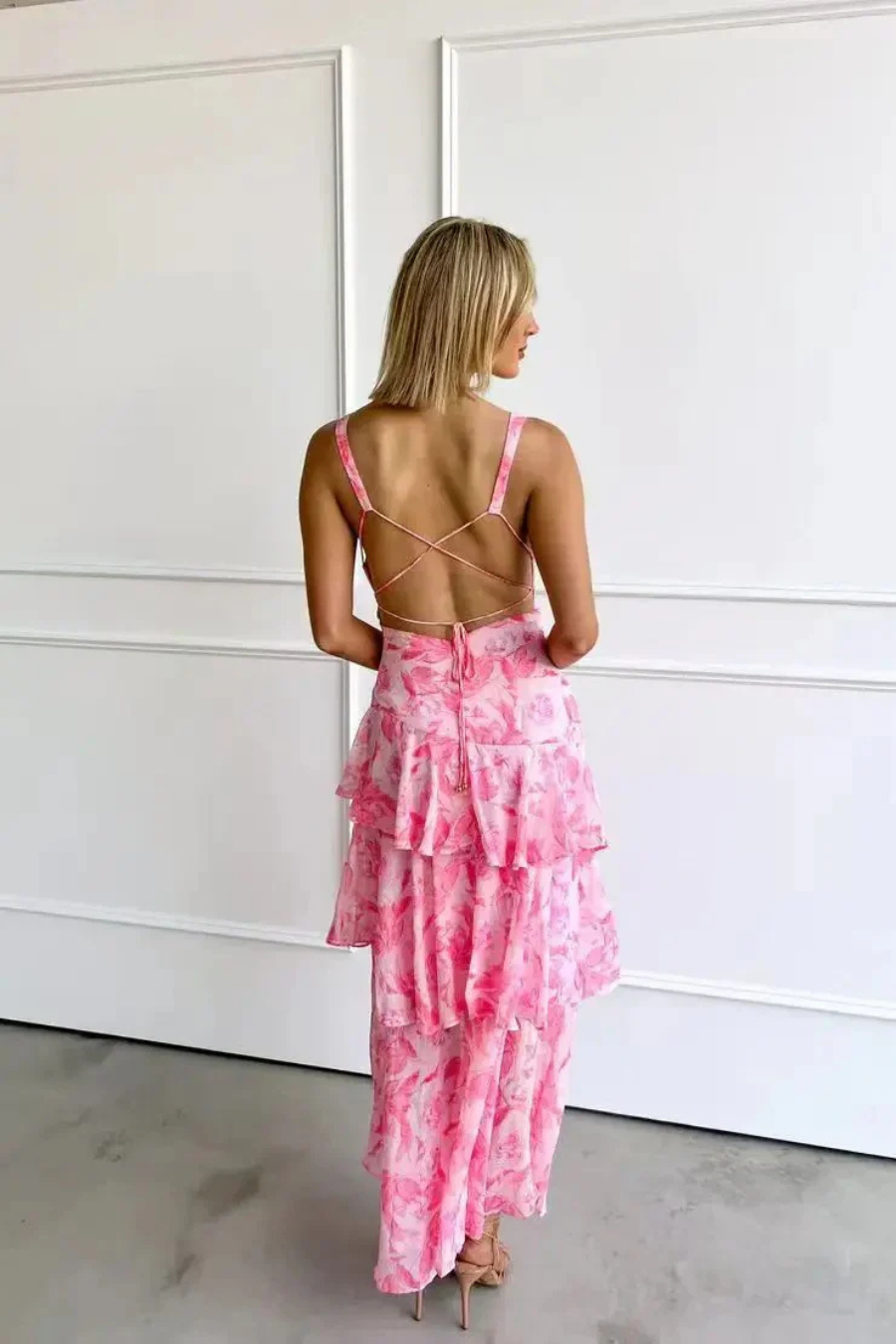 Catalene – Tiered ruffle – V-neck maxi dress
