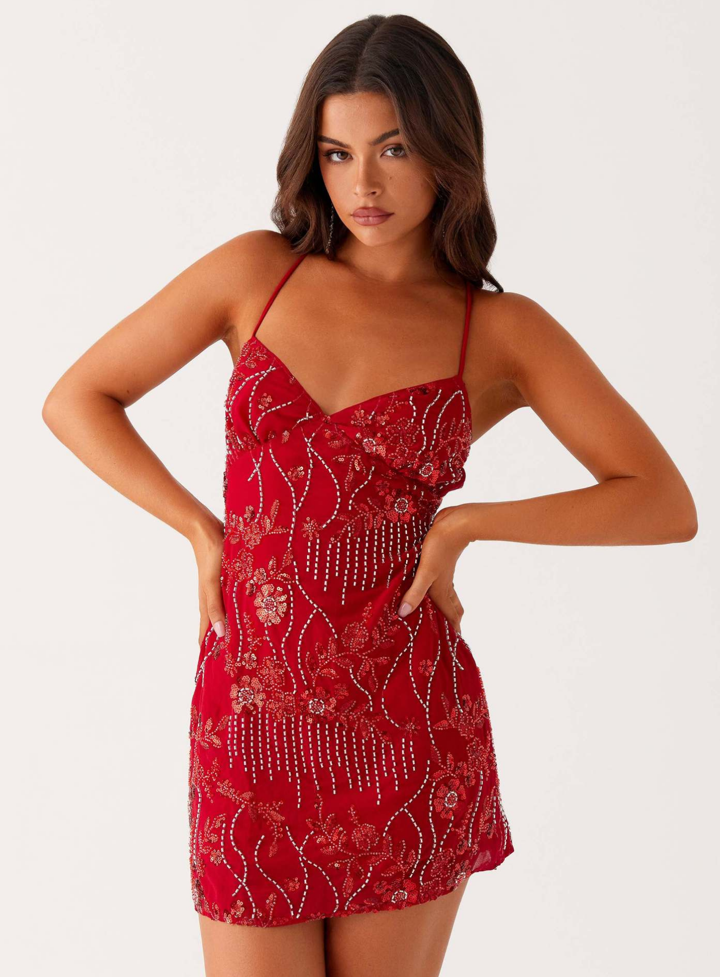 Mina – Beaded floral design – Mini dress