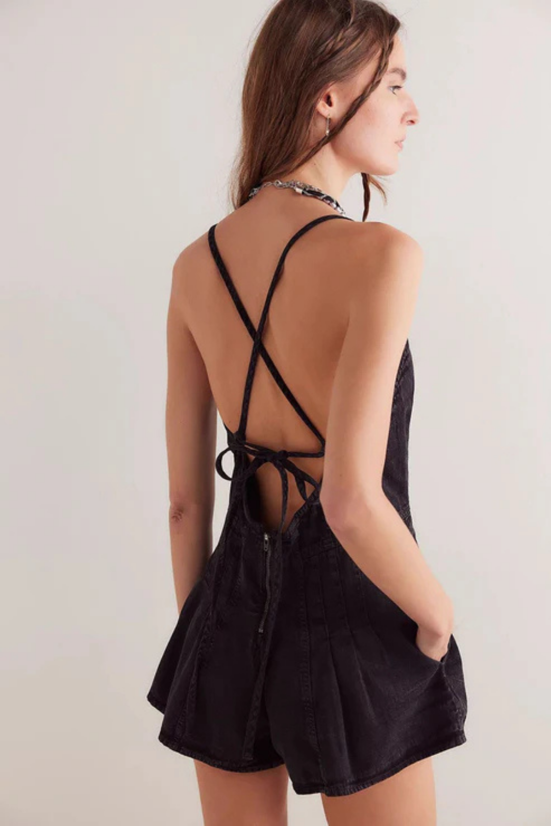 Selina – Flared design – Denim playsuit