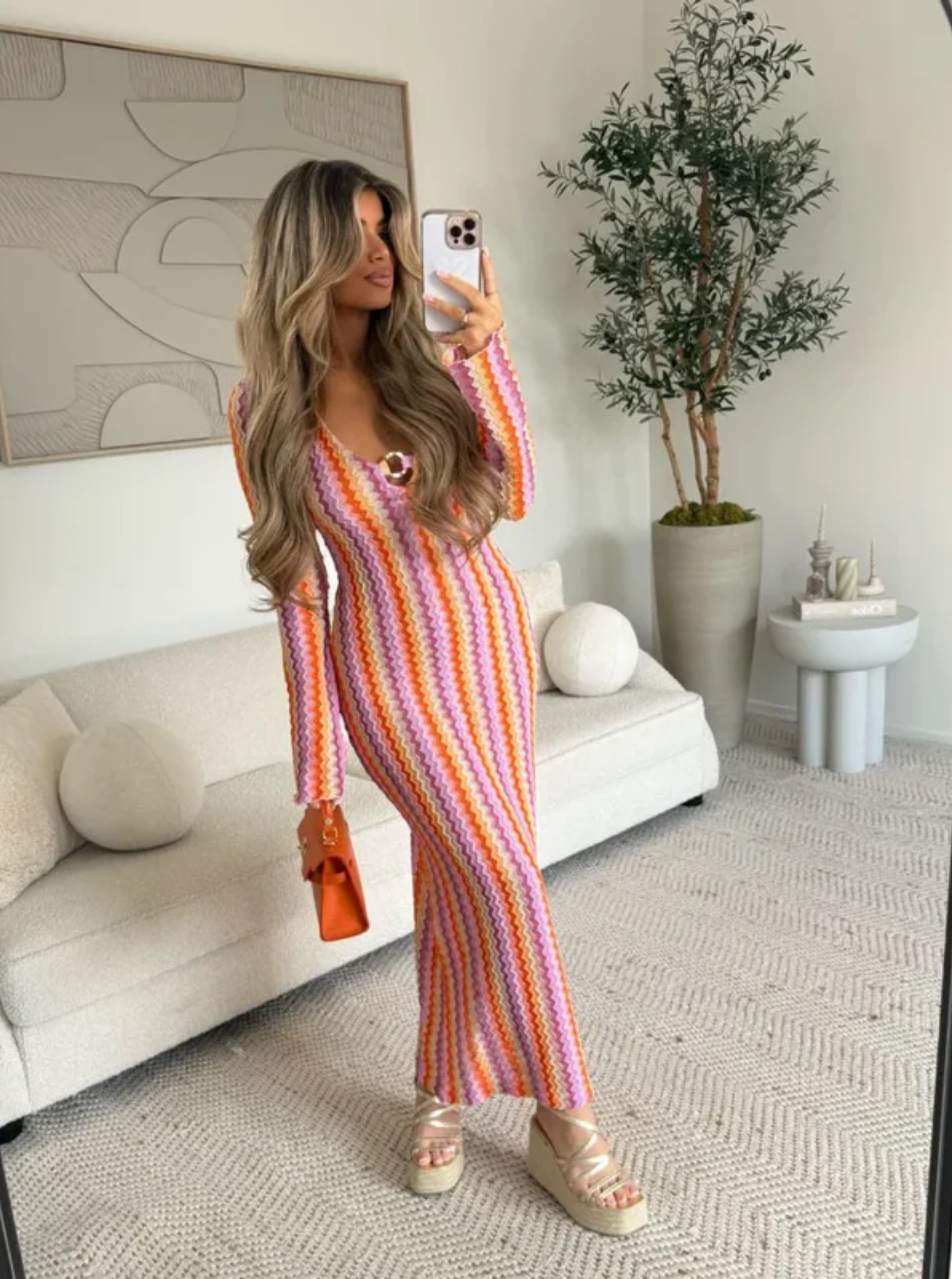 Lunarie – Retro chevron knit – Maxi dress