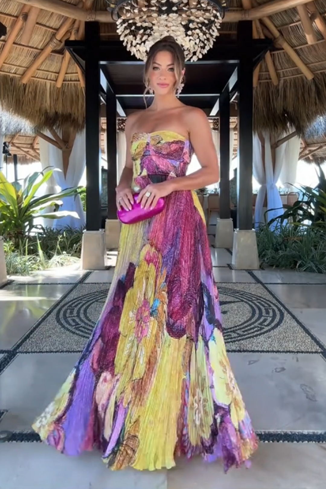 Alexine – Pleated texture – Floral maxi dress