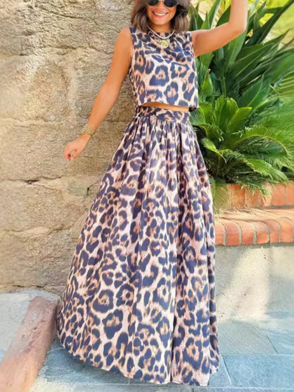 Selmarie – Leopard print – Two-piece maxi set