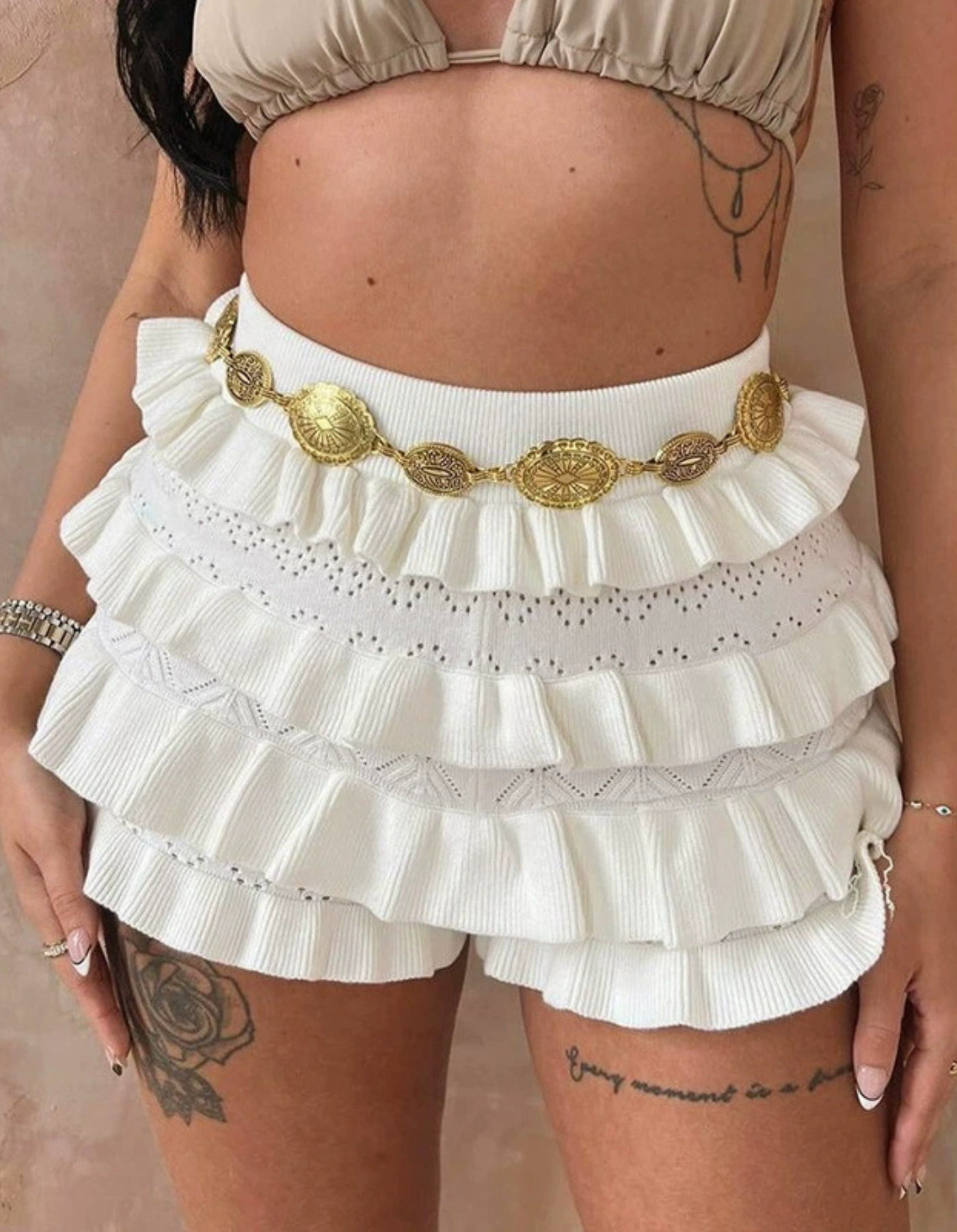 Raya – Ruffle knit – Mini shorts
