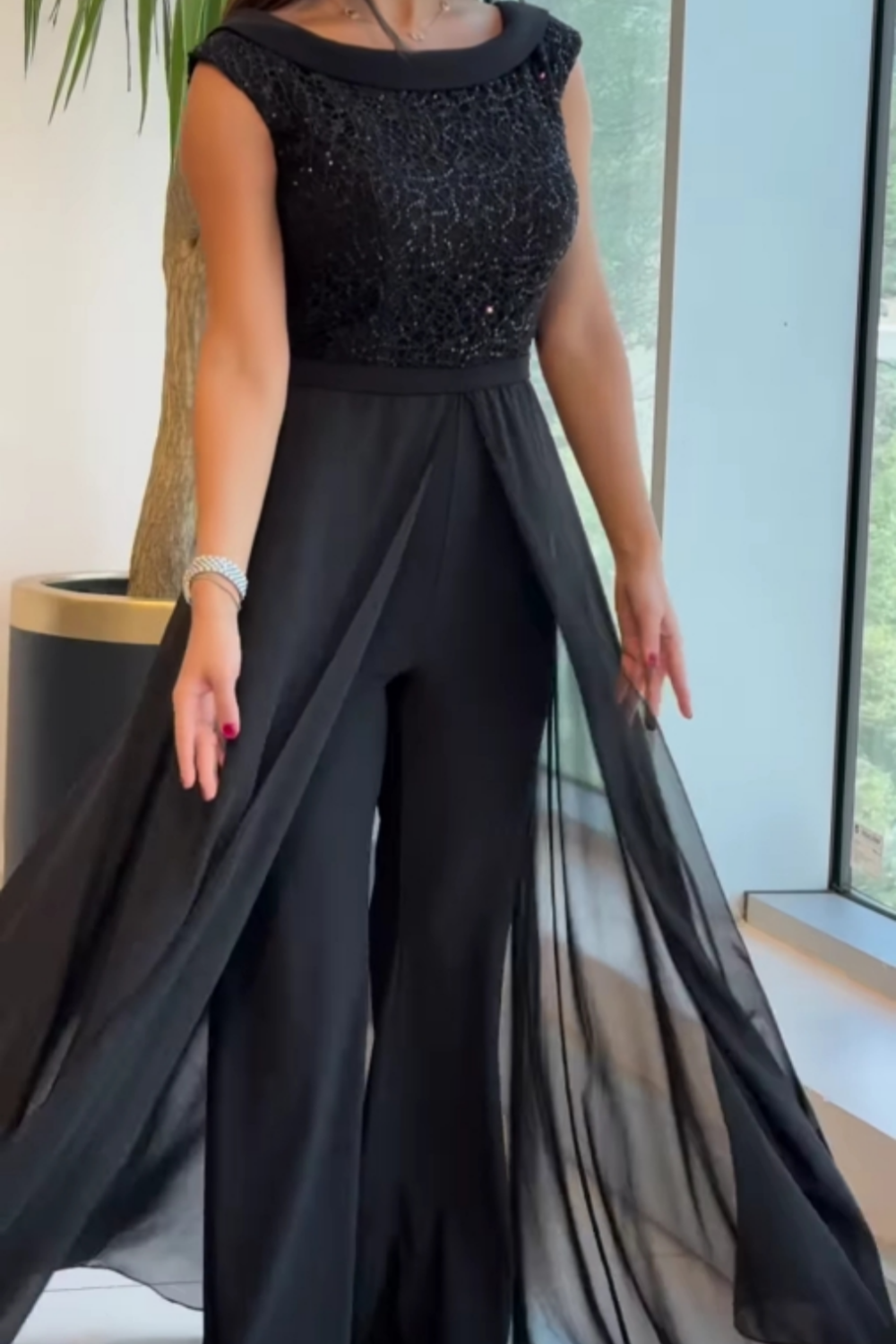 Noirelle – Sequin detail – Evening jumpsuit