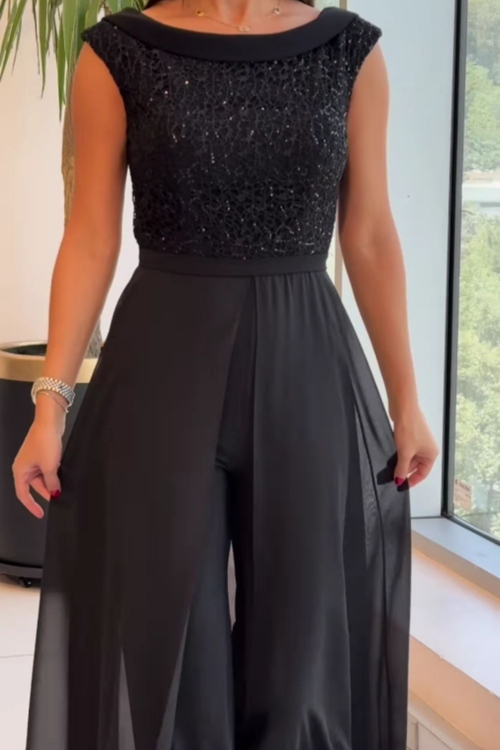 Noirelle – Sequin detail – Evening jumpsuit