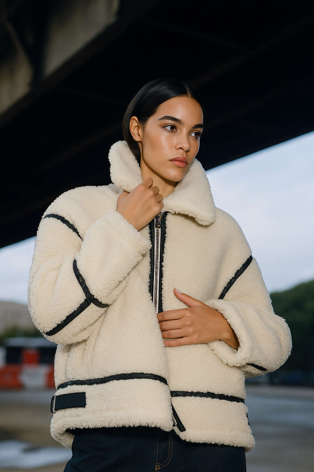 Alvarine – Contrast trim – Shearling jacket