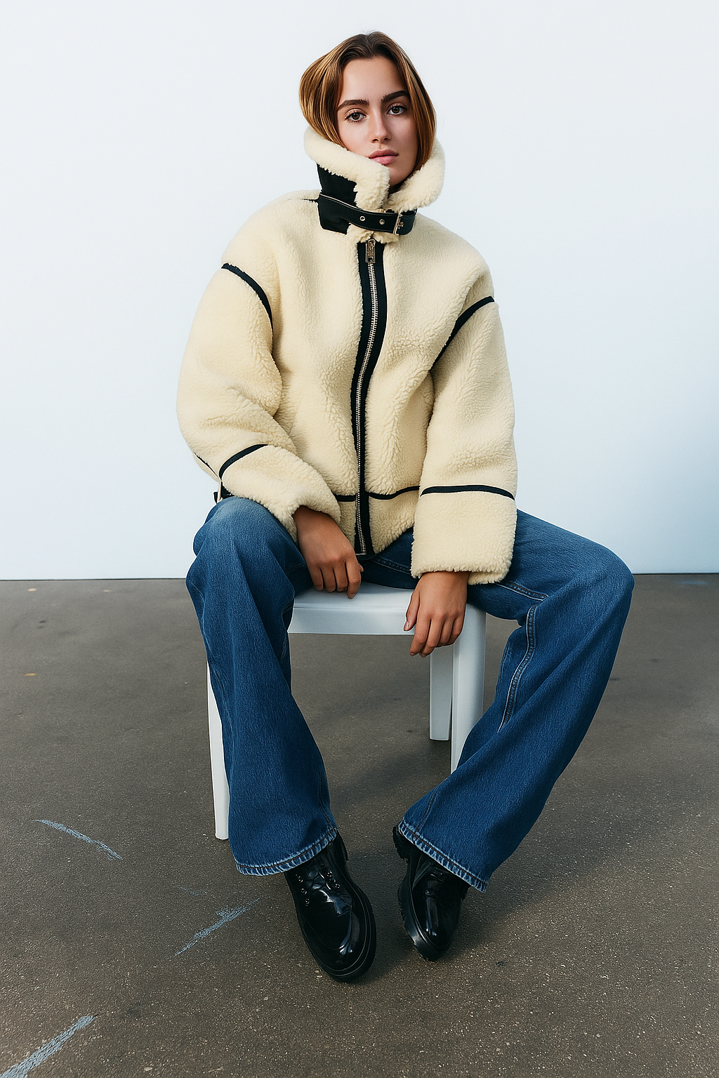 Alvarine – Contrast trim – Shearling jacket