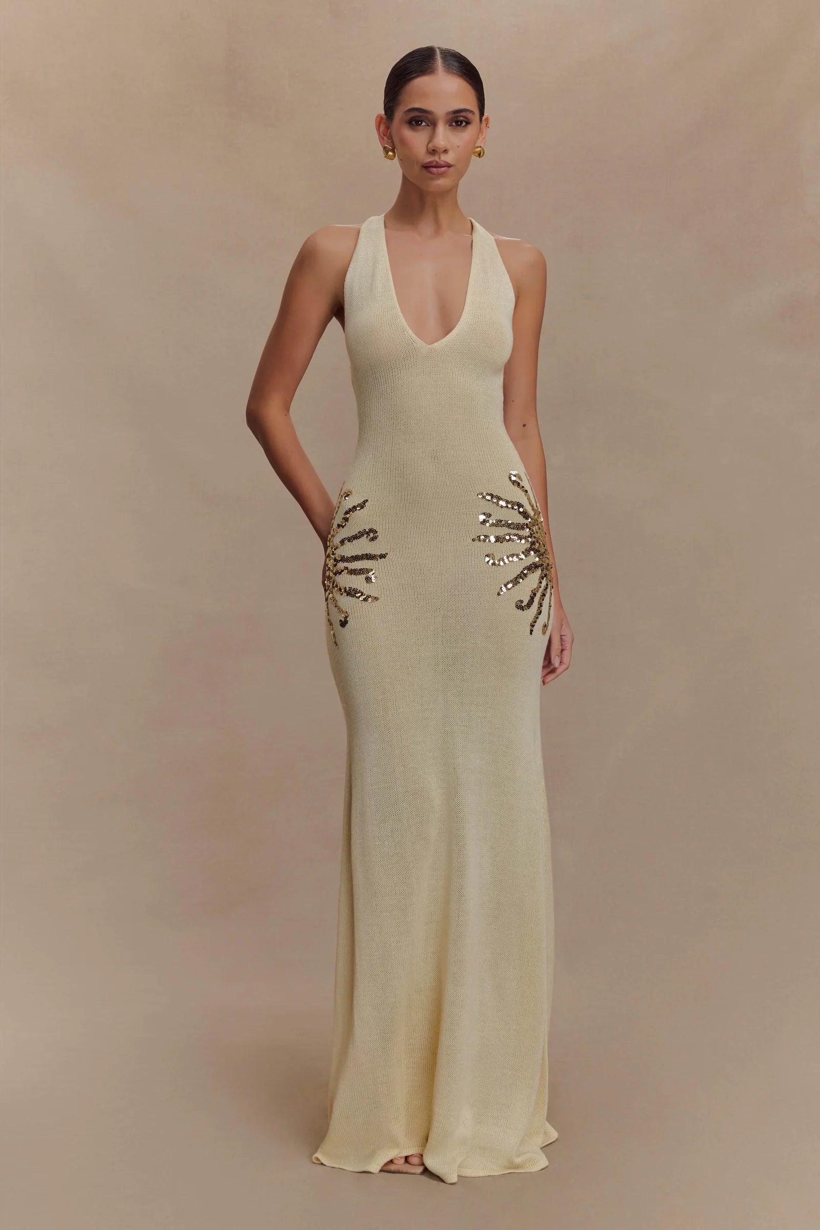 Solara – Sequin sunburst - Knit maxi dress