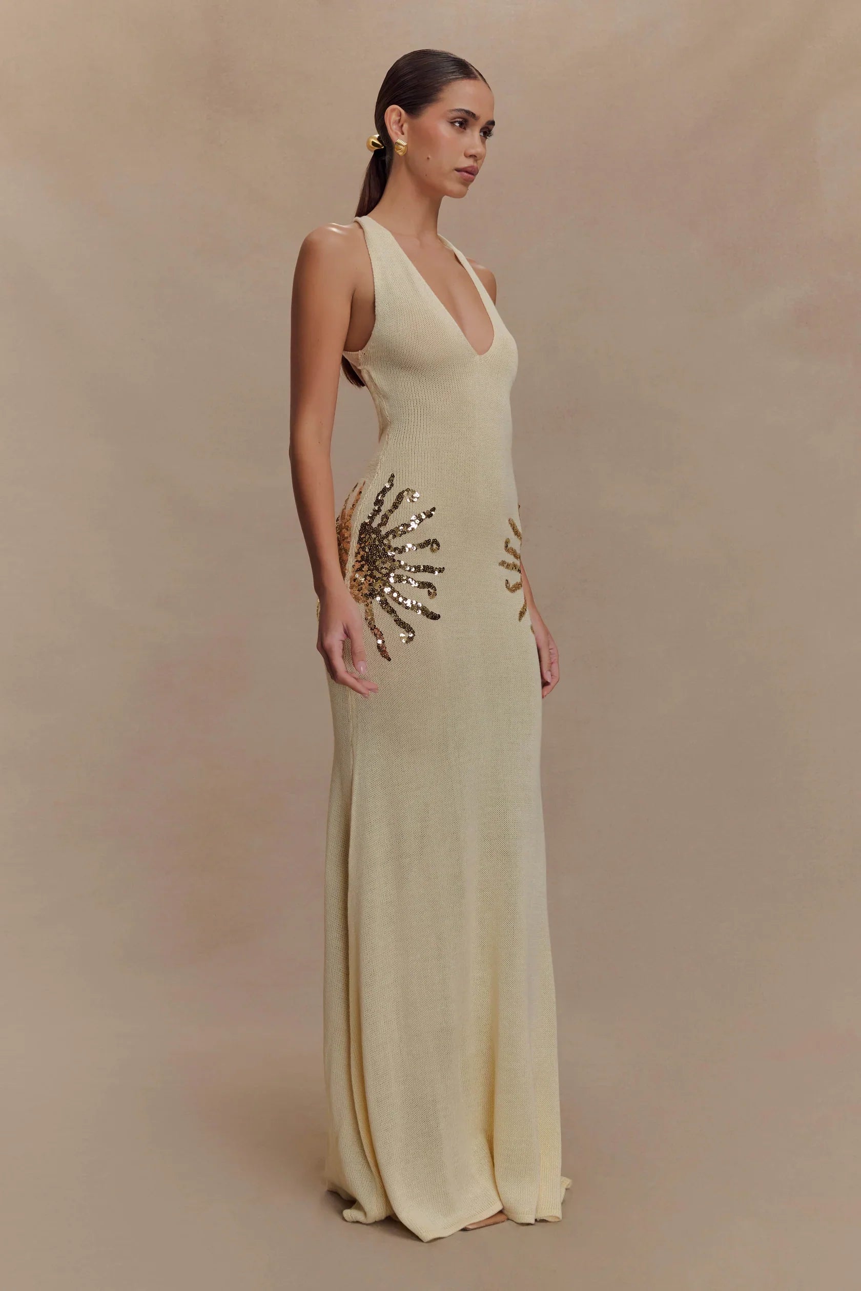 Solara – Sequin sunburst - Knit maxi dress