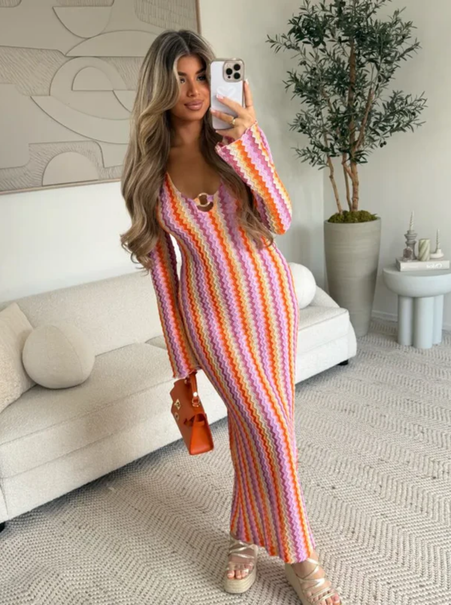 Lunarie – Retro chevron knit – Maxi dress