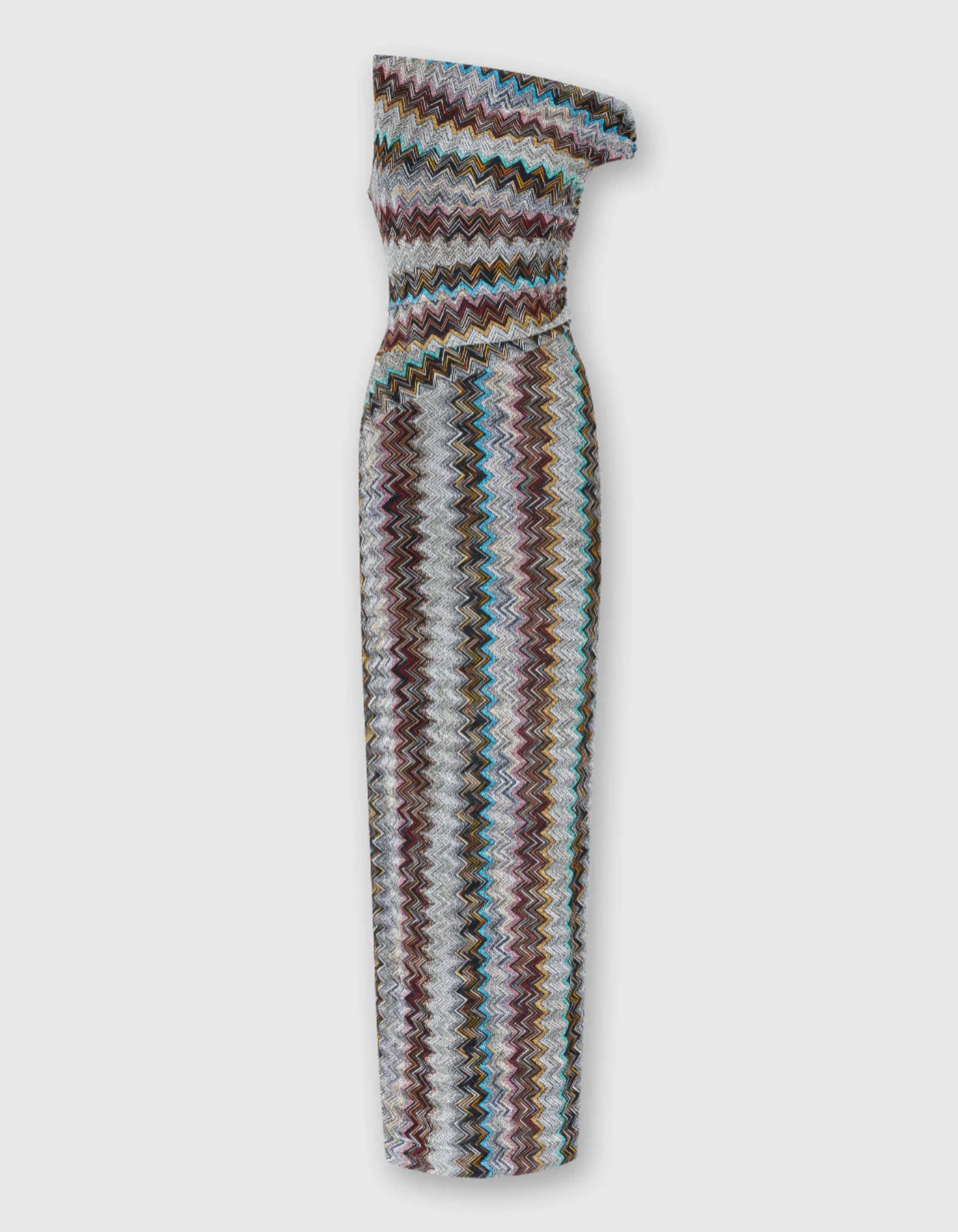 Lisandra – Vibrant chevron pattern – One-shoulder dress