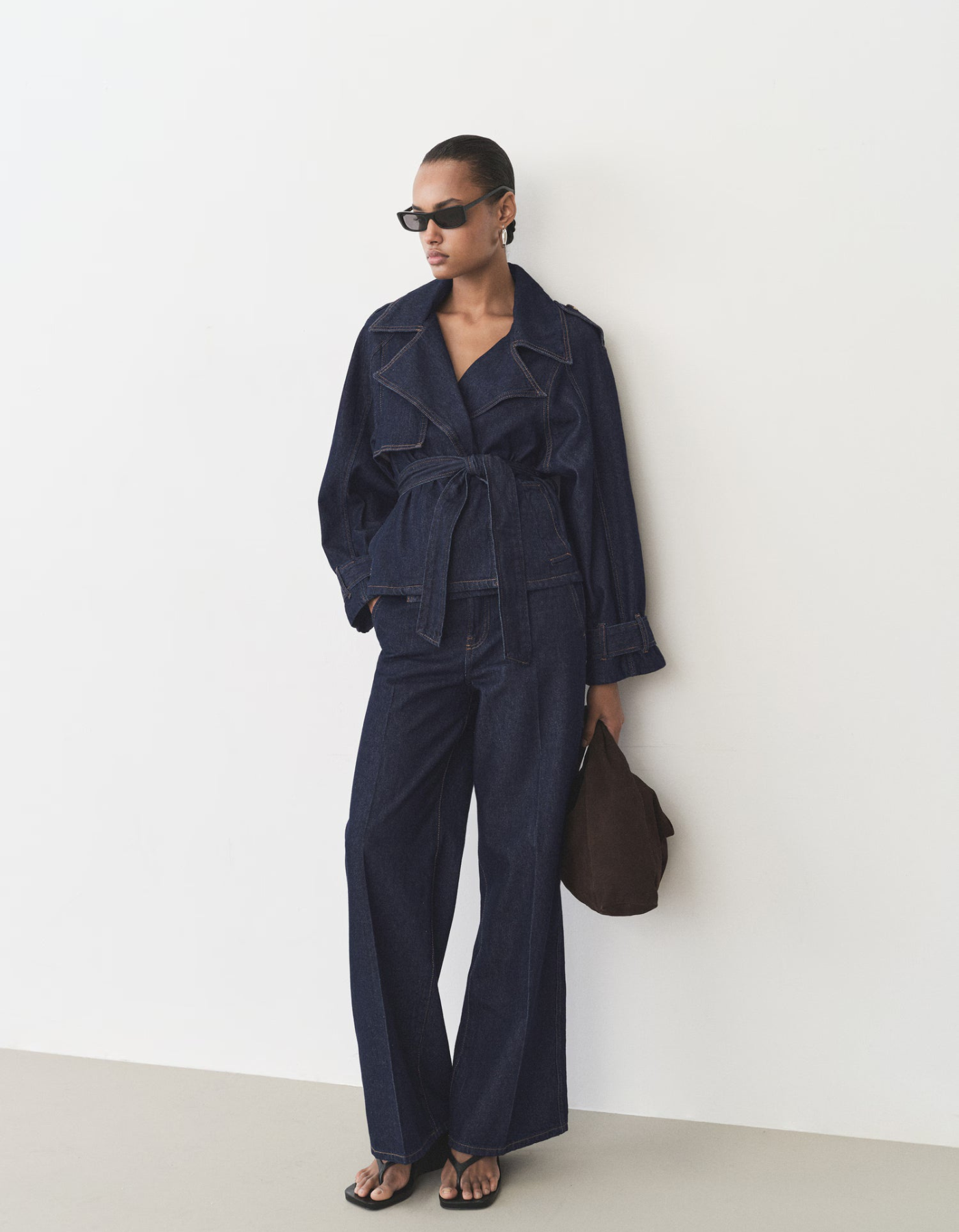 Carmela – Structured denim – Belted trench jacket