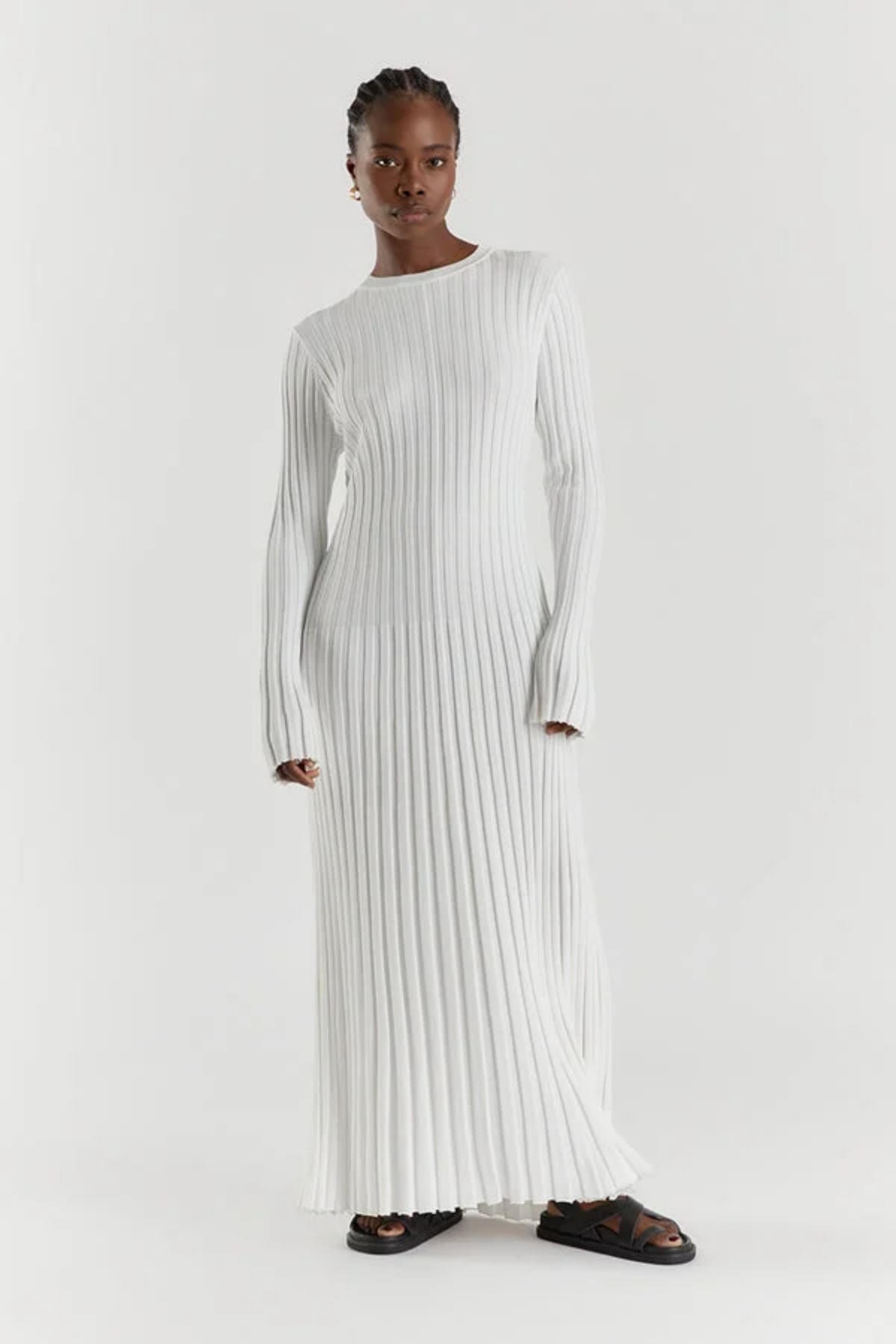 Elena – Cozy Knit Ribbed Dress – Maxi Dress