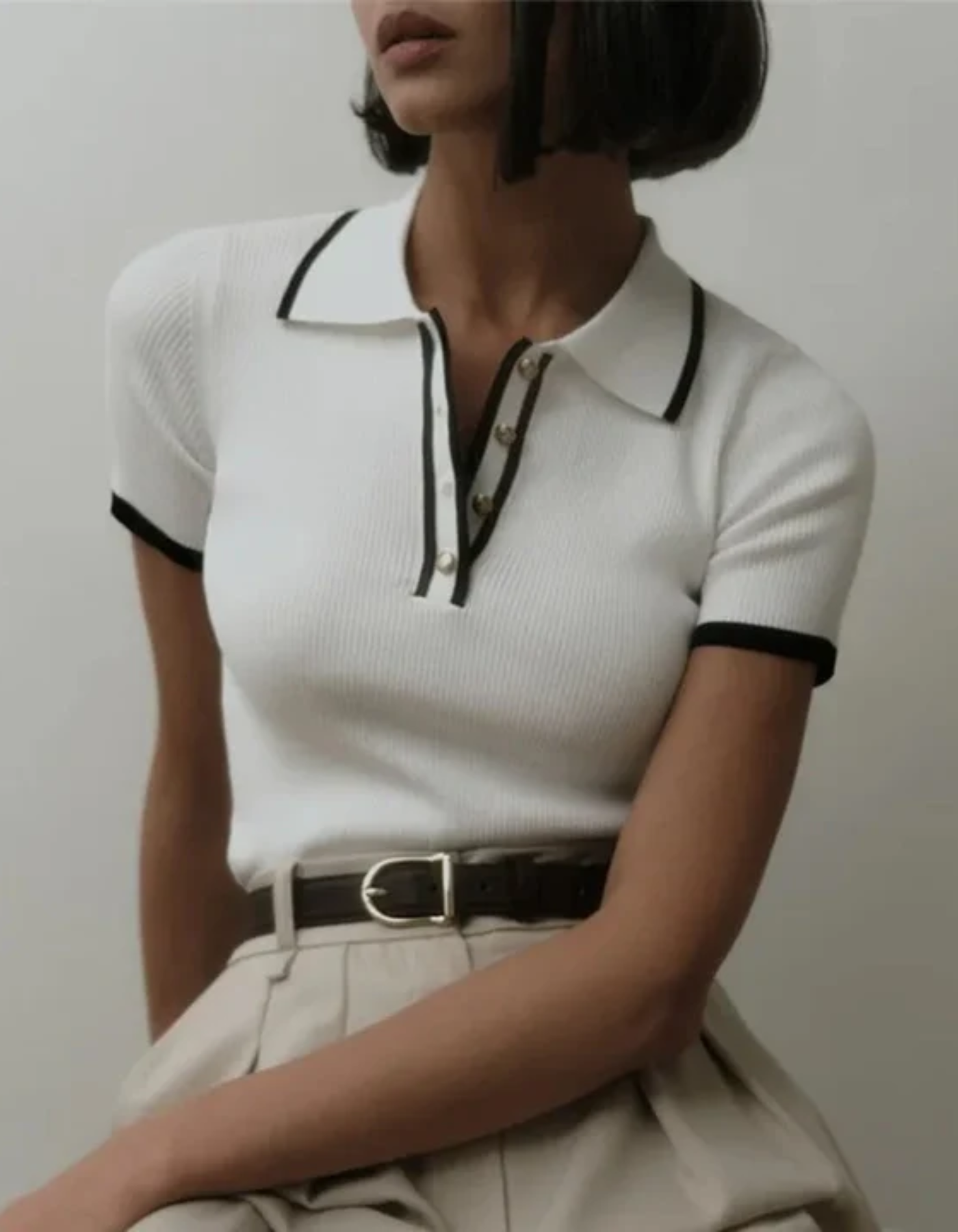 Cecilia – Timeless Polo – Ribbed Knit Top