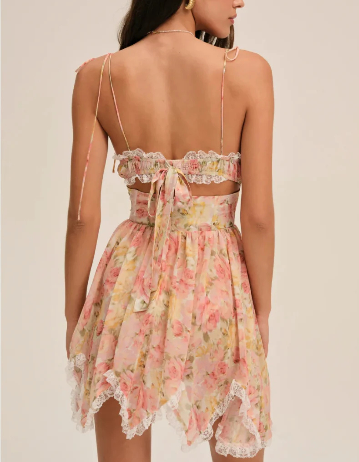 Lucy – Floral lace trim design – Mini dress