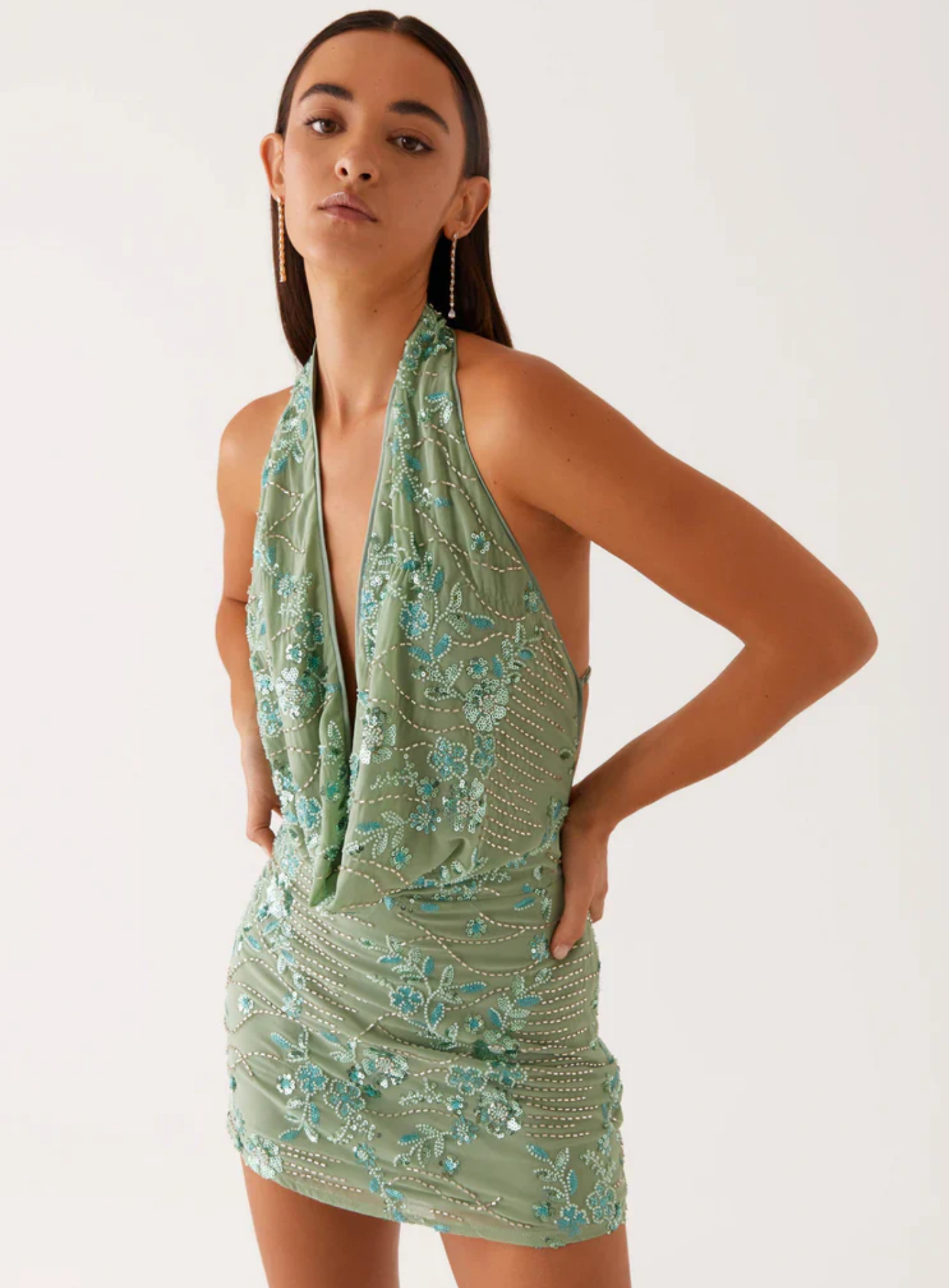 Alynda – Embellished elegance – Halter mini dress