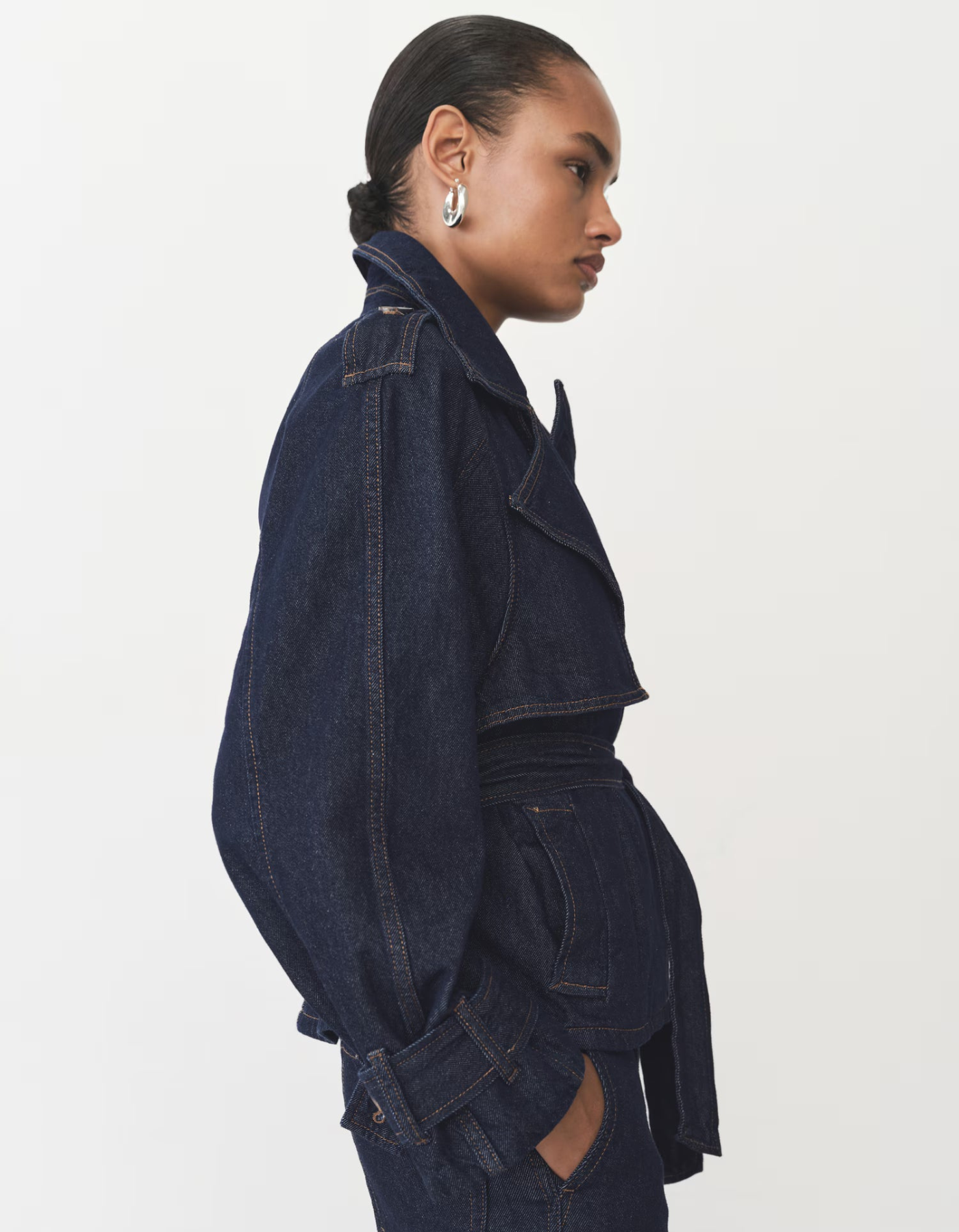 Carmela – Structured denim – Belted trench jacket