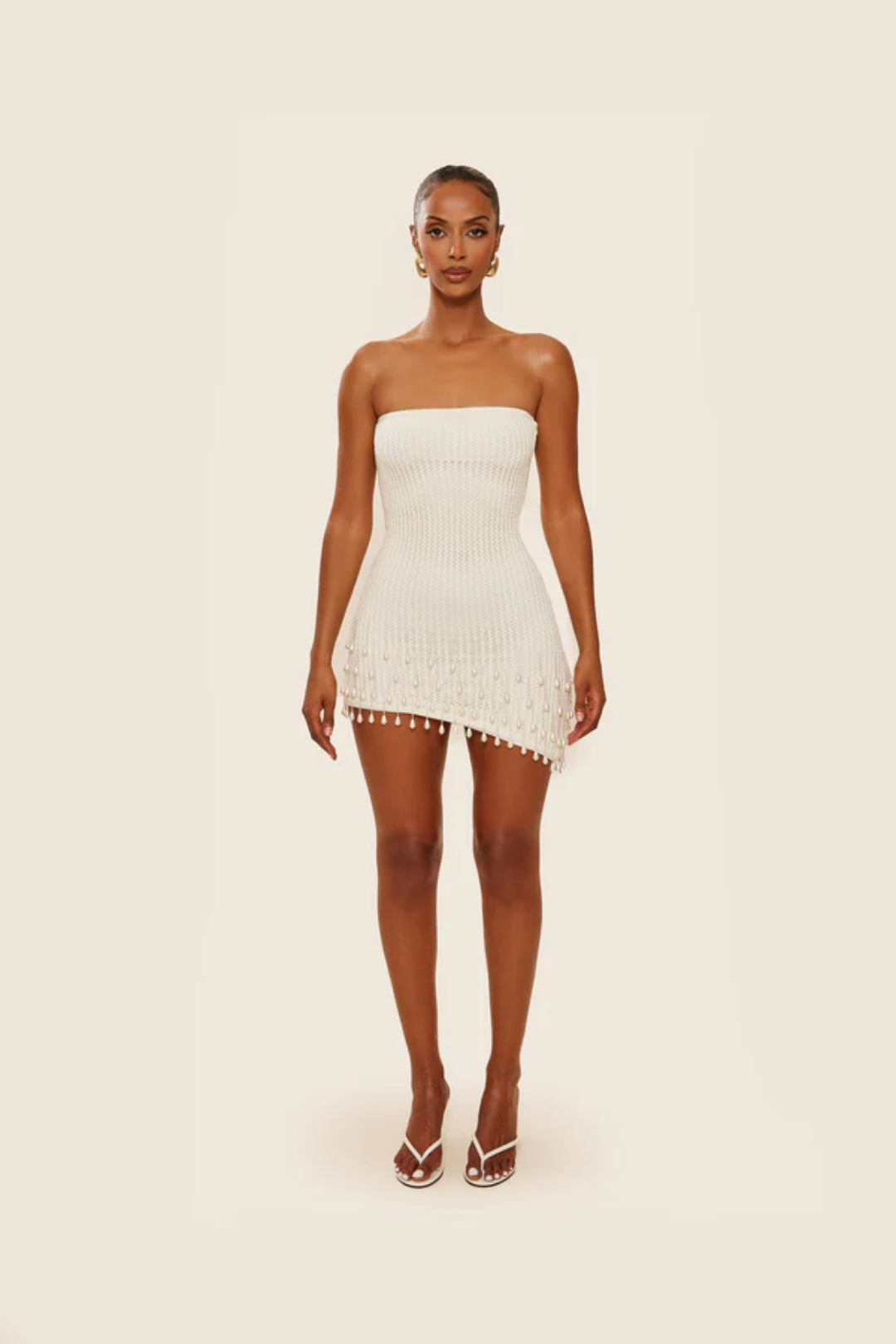 Solanette – Pearl-trim crochet – Mini dress