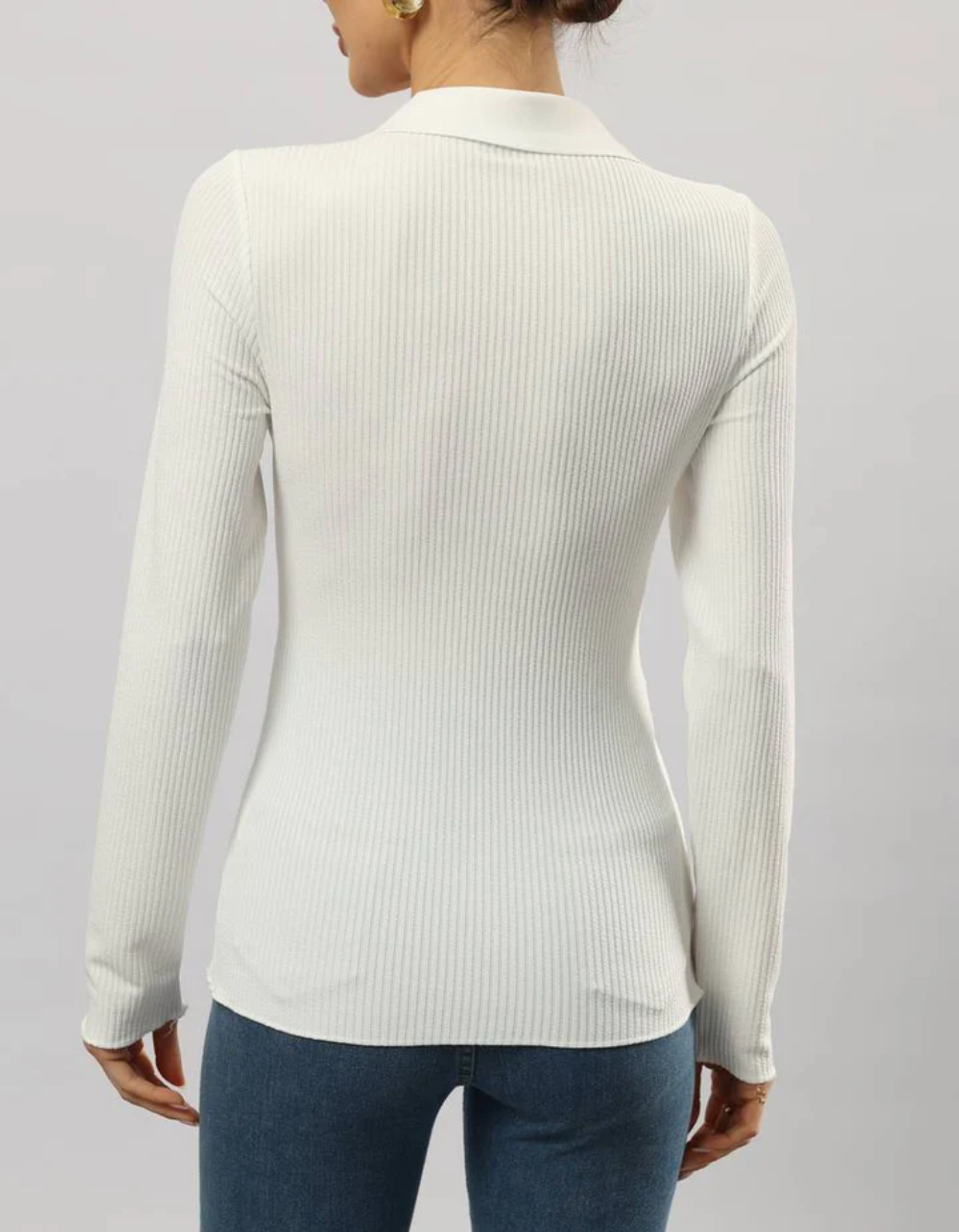 Lucia – Collared Ribbed Top – Long Sleeve Top