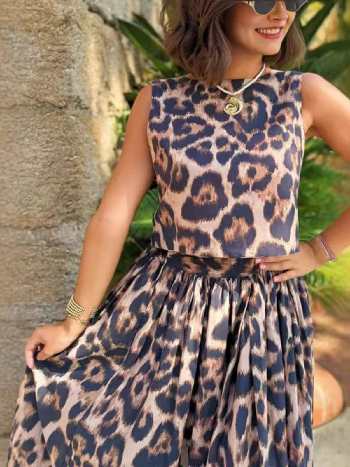 Selmarie – Leopard print – Two-piece maxi set