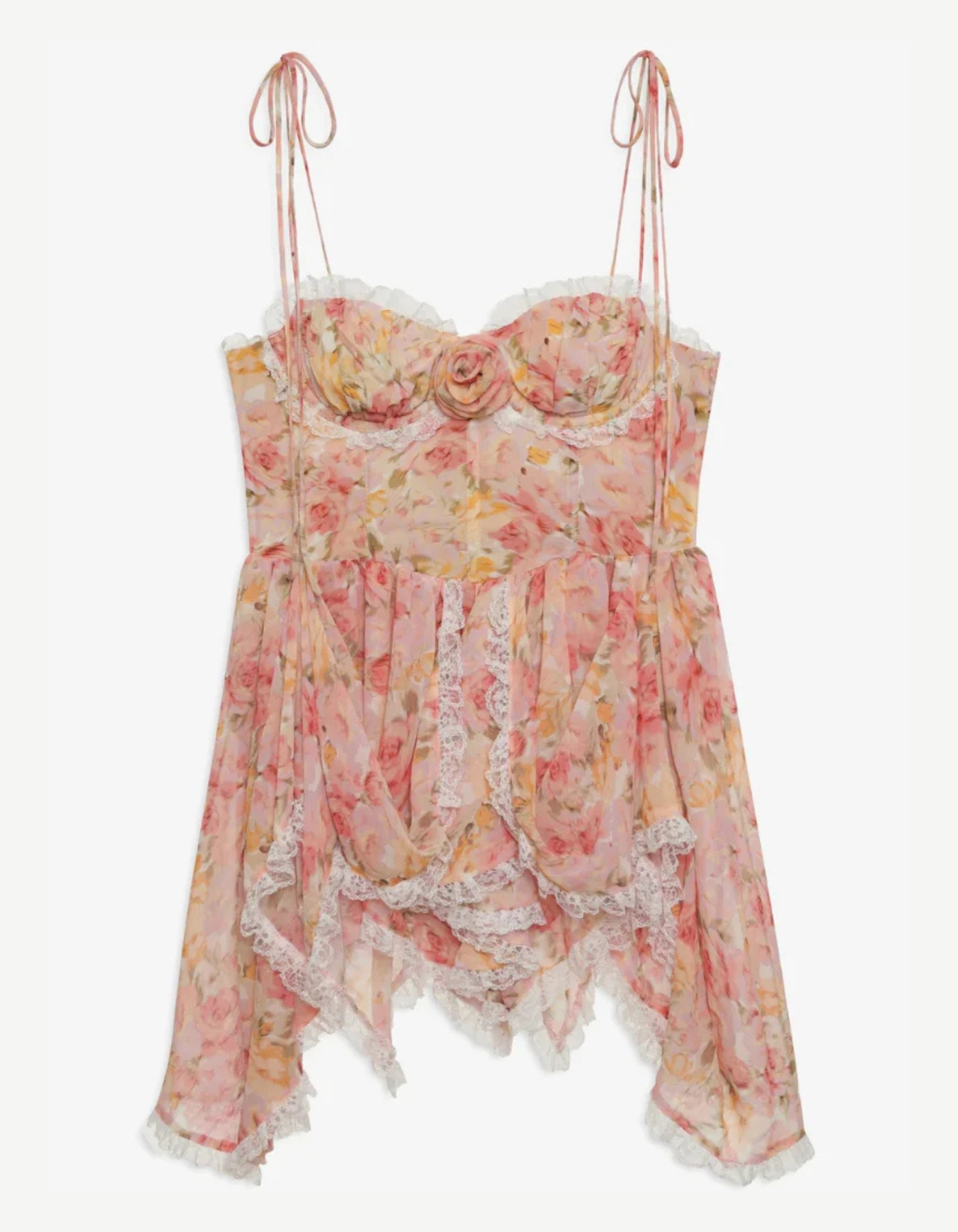 Lucy – Floral lace trim design – Mini dress