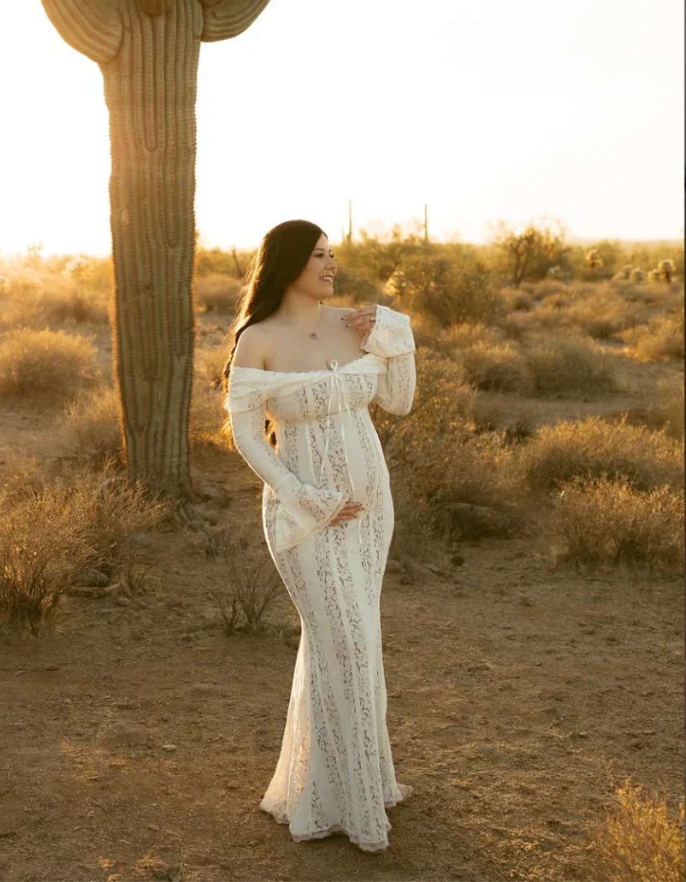 Julie – Off-shoulder design – Lace maternity dress