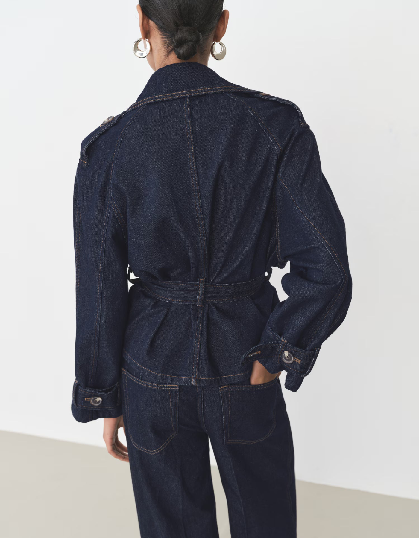 Carmela – Structured denim – Belted trench jacket