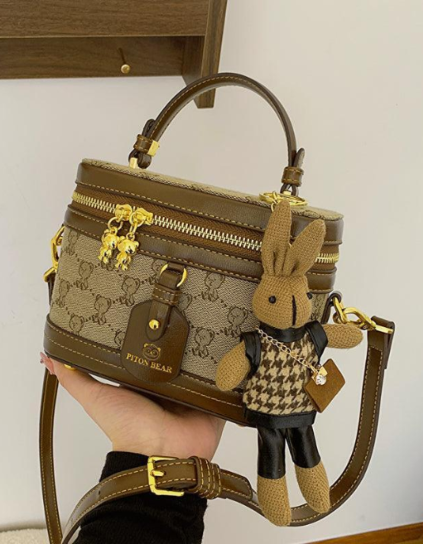 Maronette – Embellished bunny charm – Crossbody handbag
