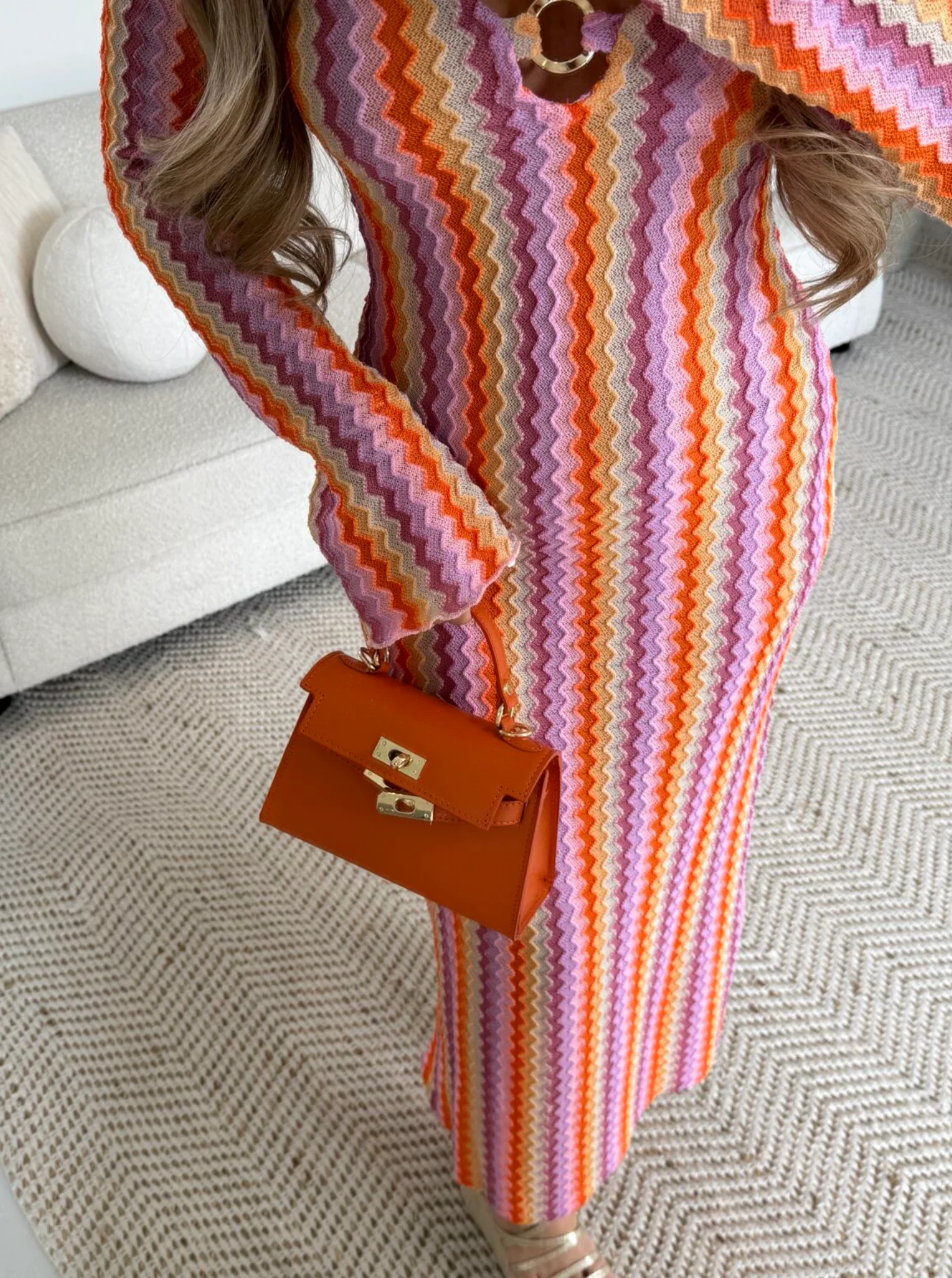 Lunarie – Retro chevron knit – Maxi dress