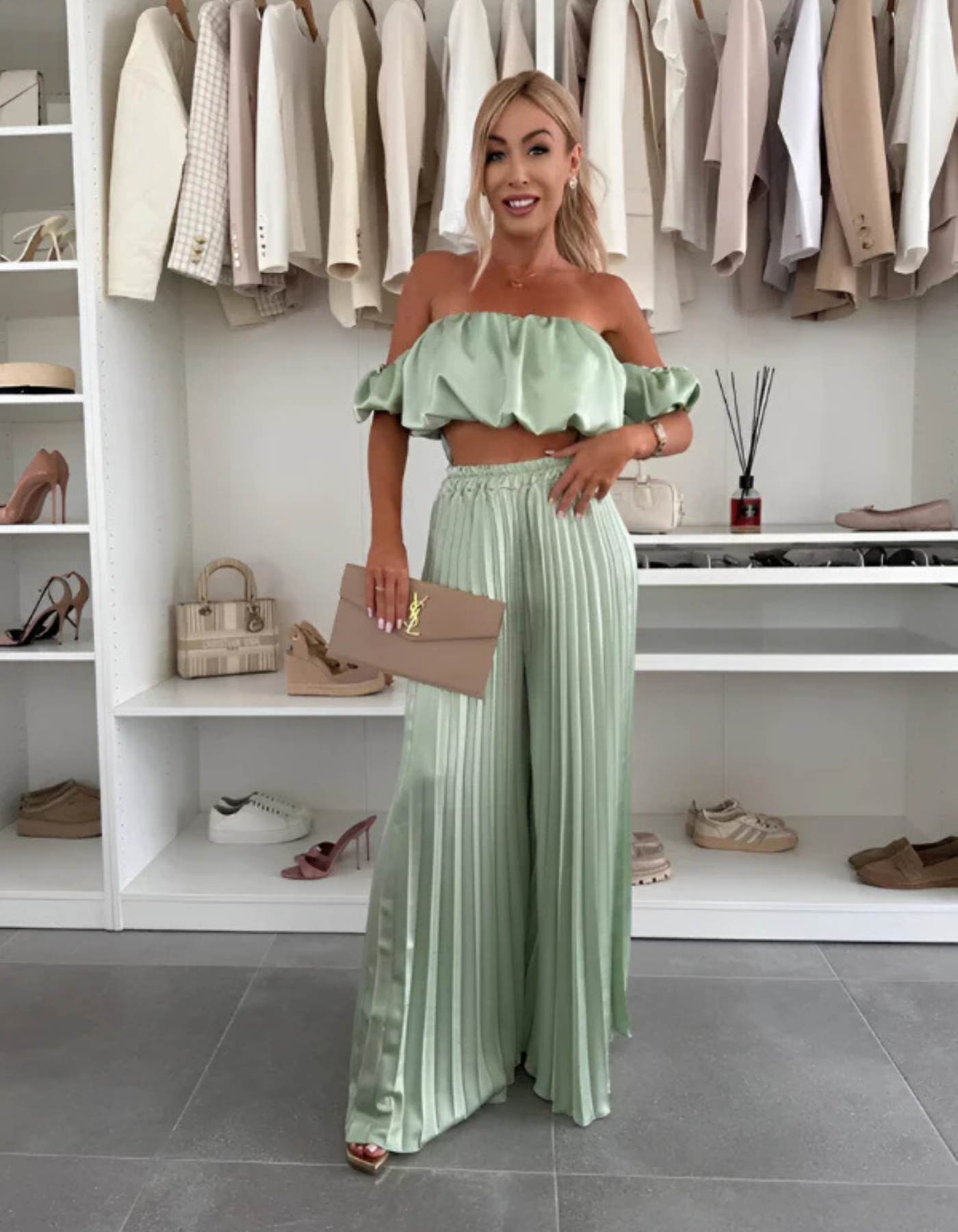 Valerienne – Ruffle crop & pleated wide-leg set – Co-ord outfit