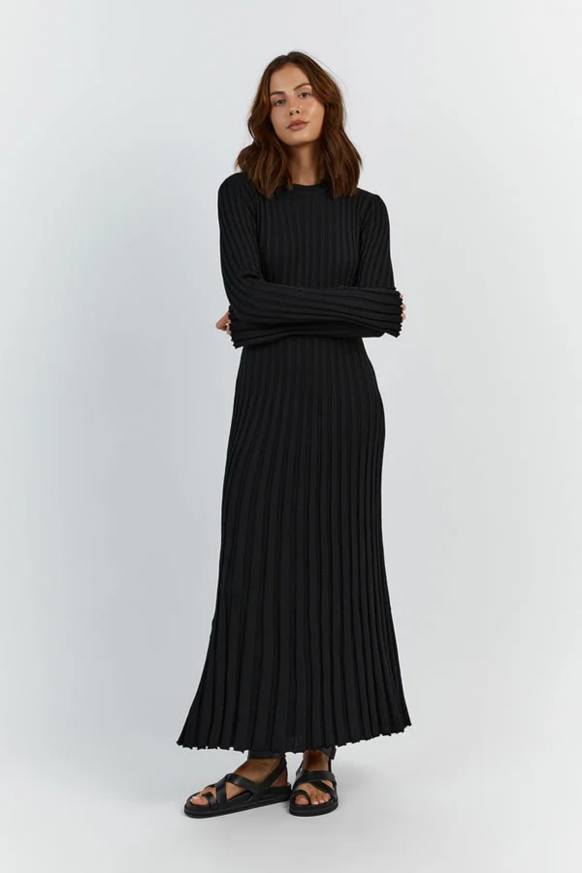 Elena – Cozy Knit Ribbed Dress – Maxi Dress