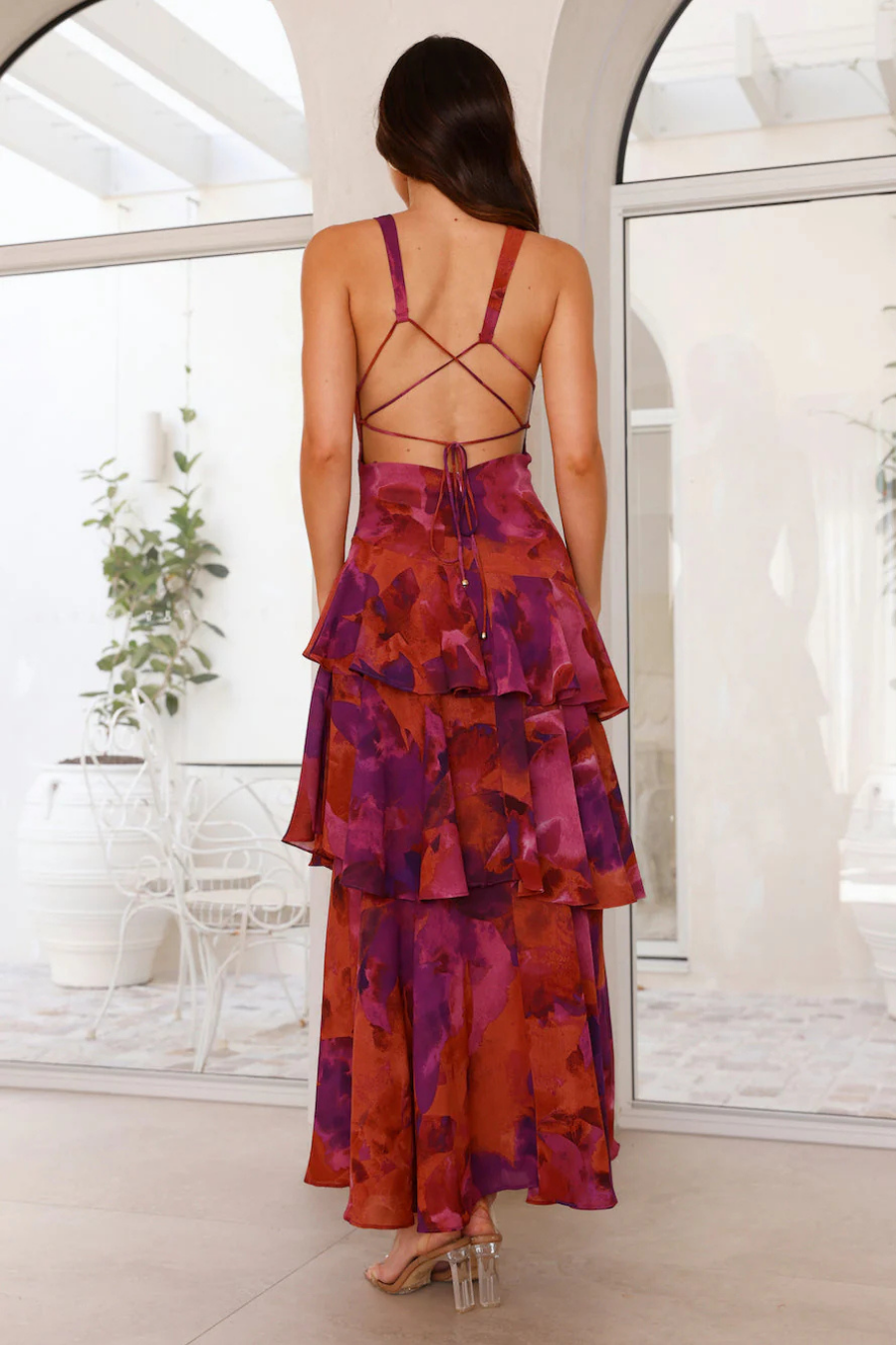 Catalene – Tiered ruffle – V-neck maxi dress