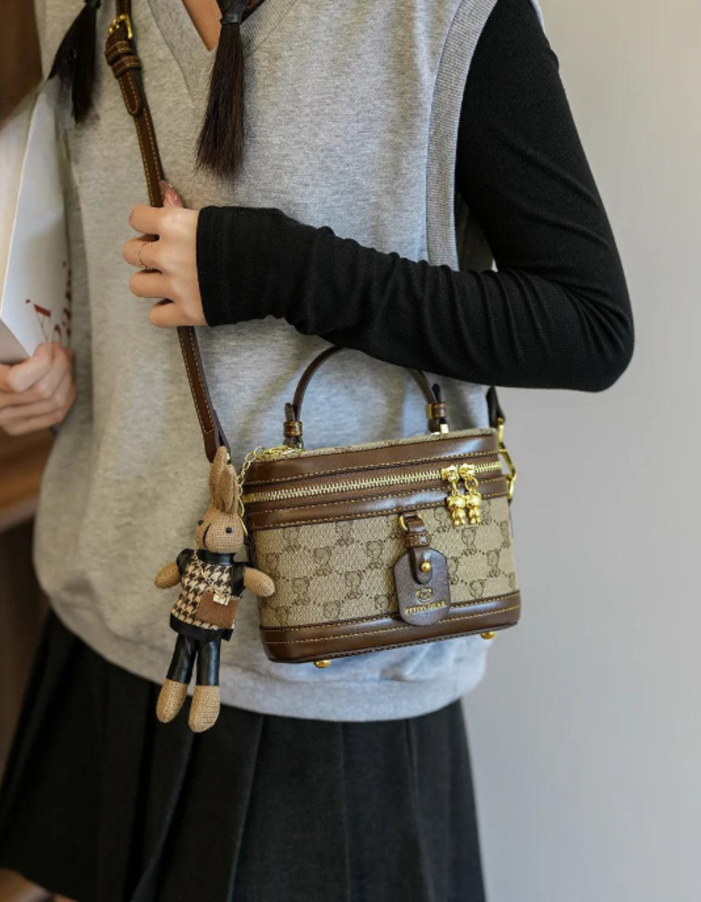 Maronette – Embellished bunny charm – Crossbody handbag