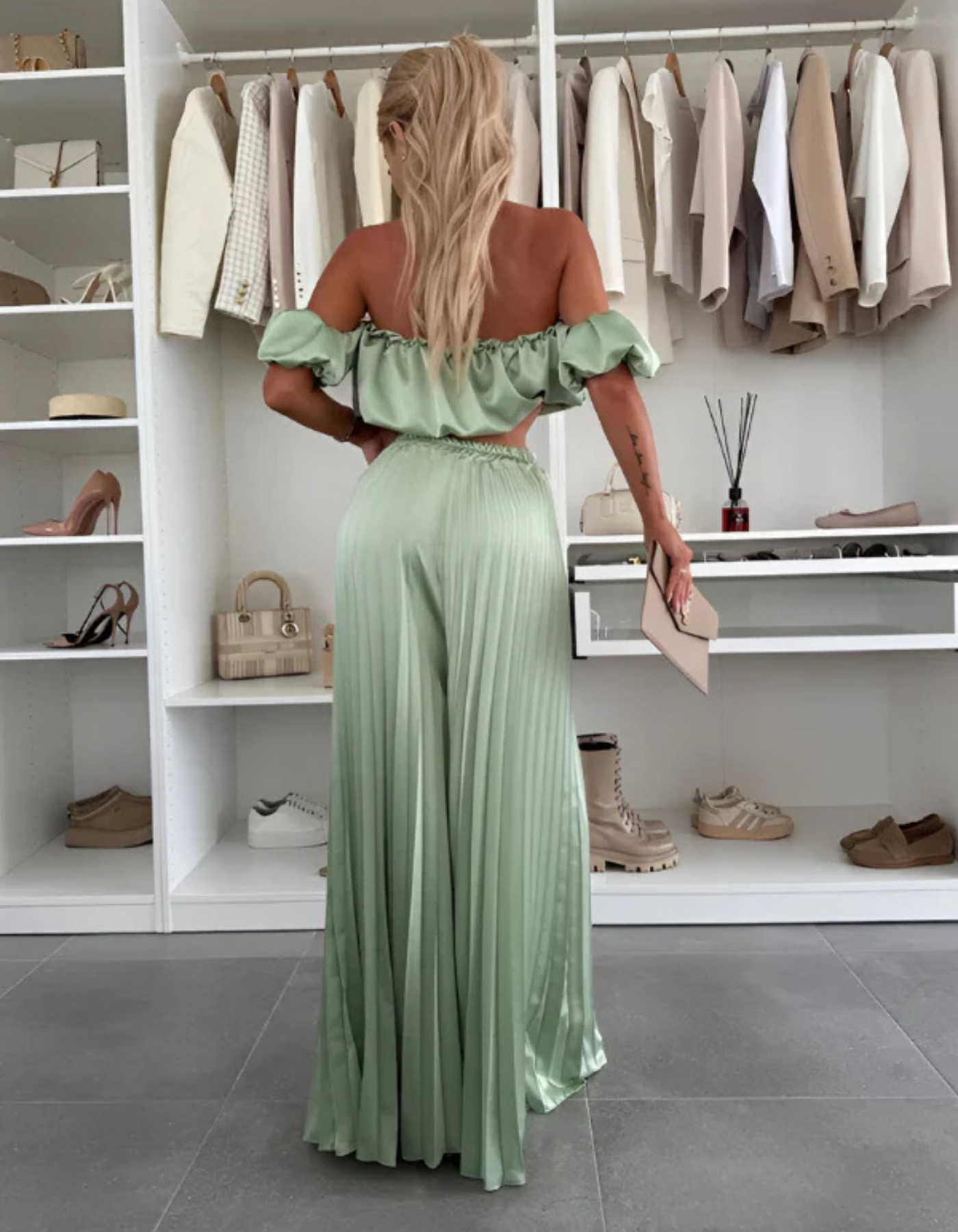 Valerienne – Ruffle crop & pleated wide-leg set – Co-ord outfit