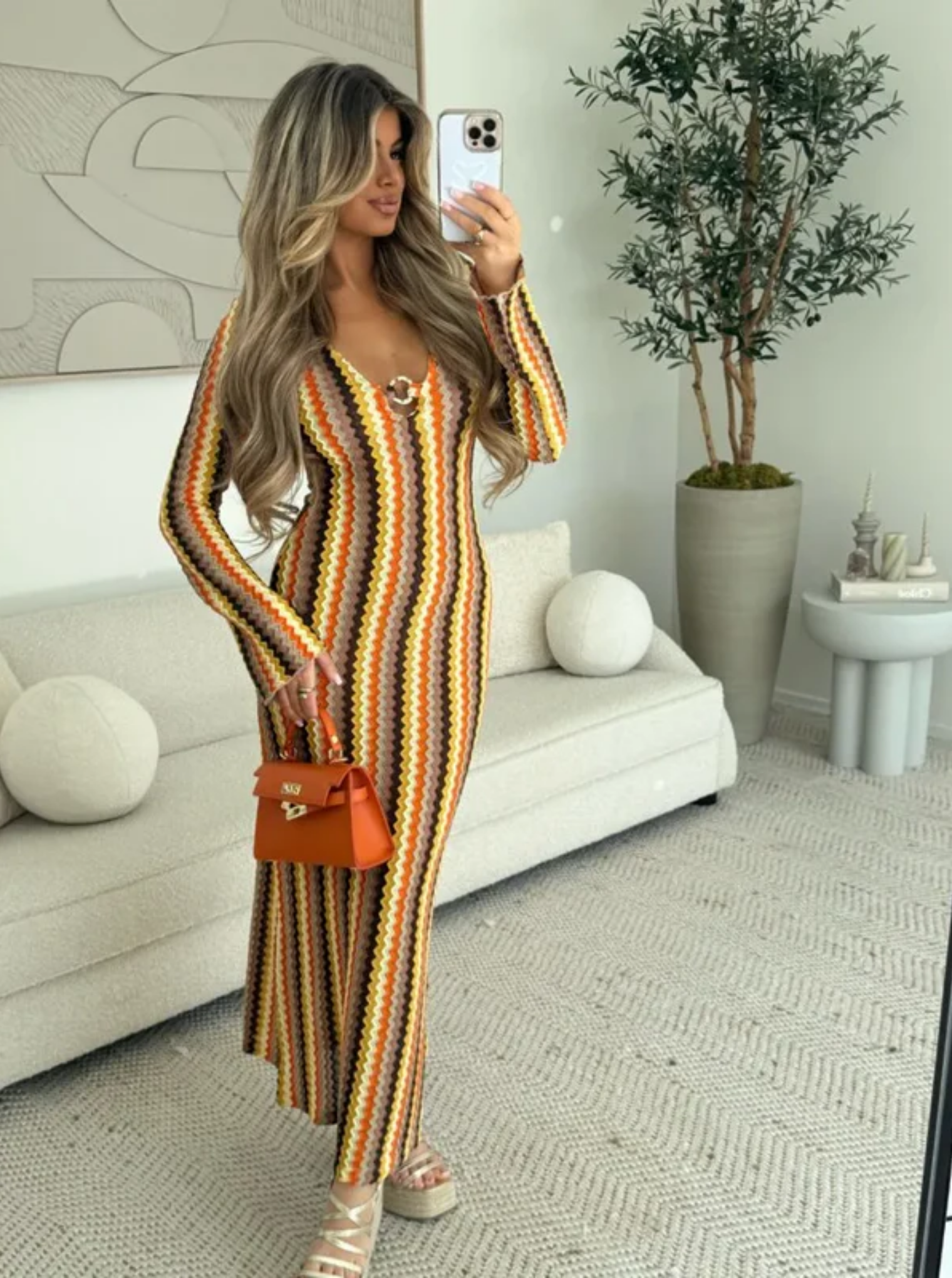Lunarie – Retro chevron knit – Maxi dress