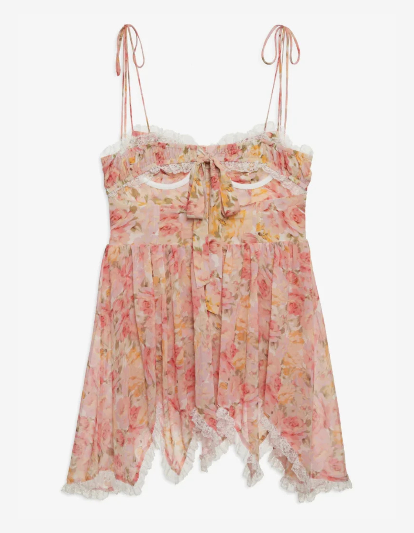 Lucy – Floral lace trim design – Mini dress