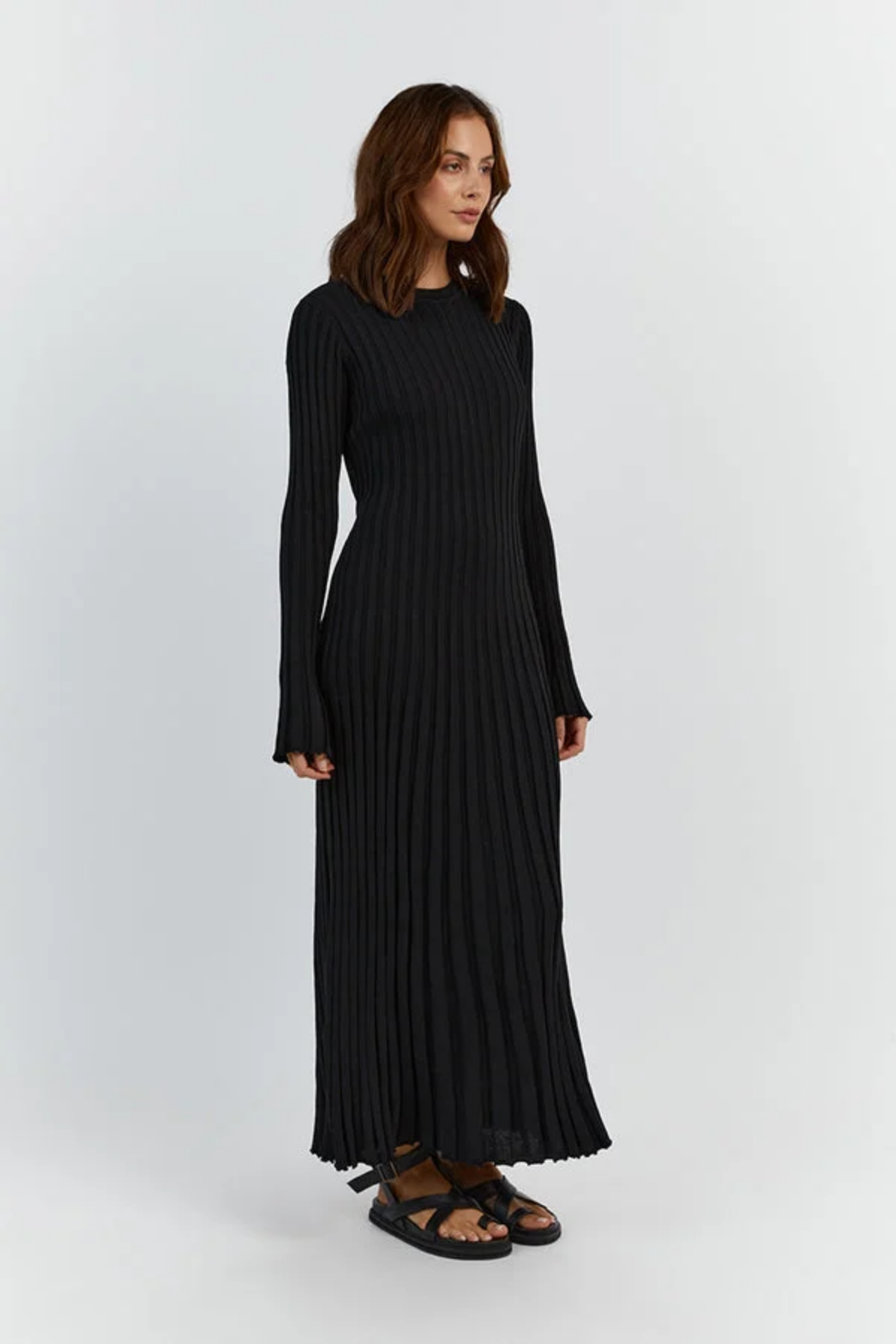 Elena – Cozy Knit Ribbed Dress – Maxi Dress