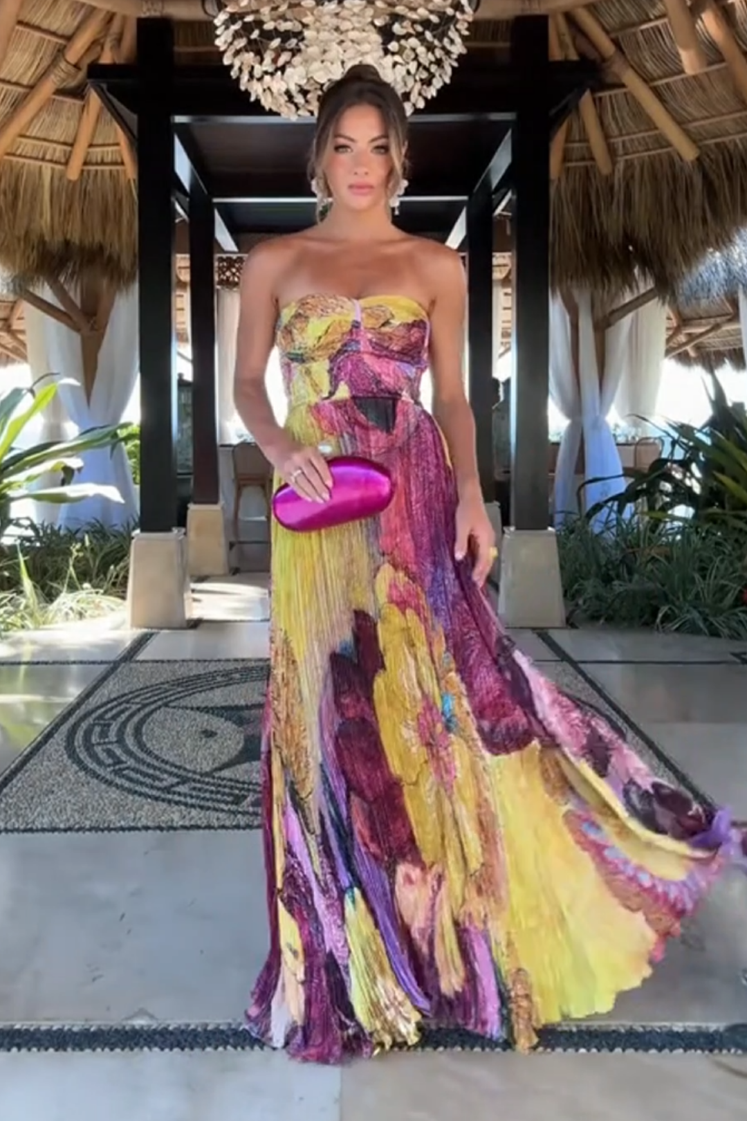 Alexine – Pleated texture – Floral maxi dress