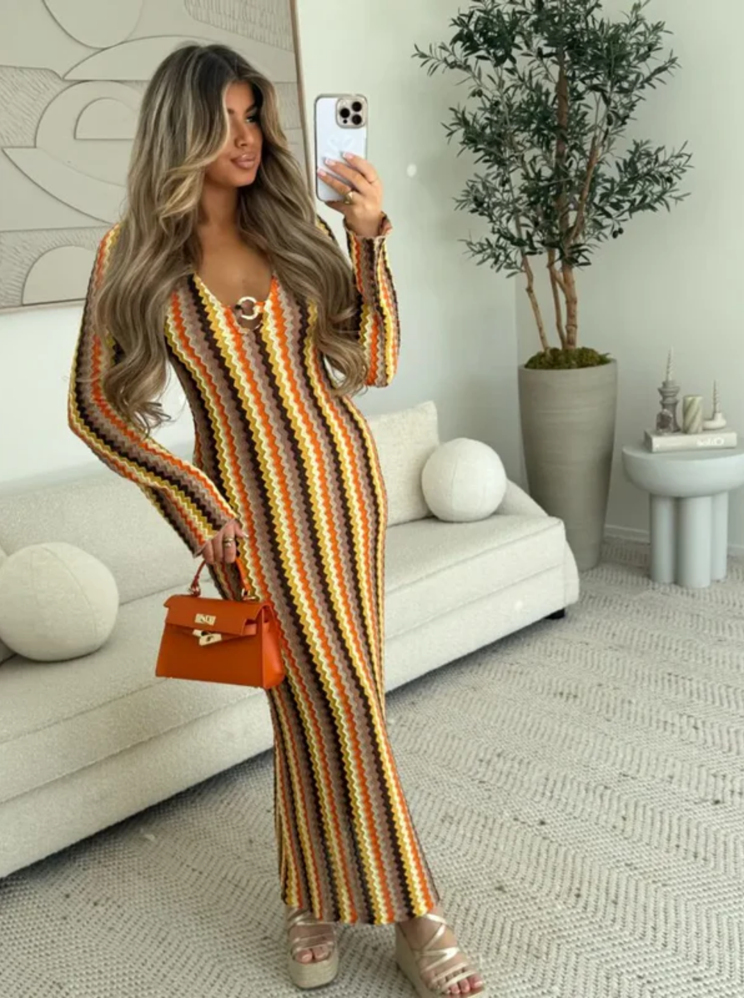 Lunarie – Retro chevron knit – Maxi dress