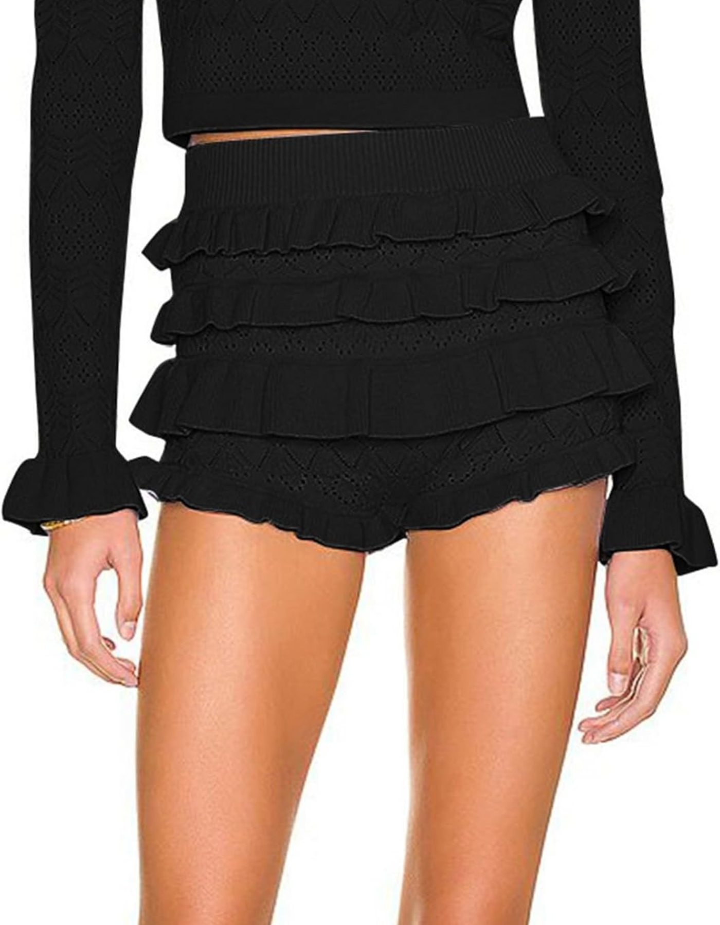 Raya – Ruffle knit – Mini shorts