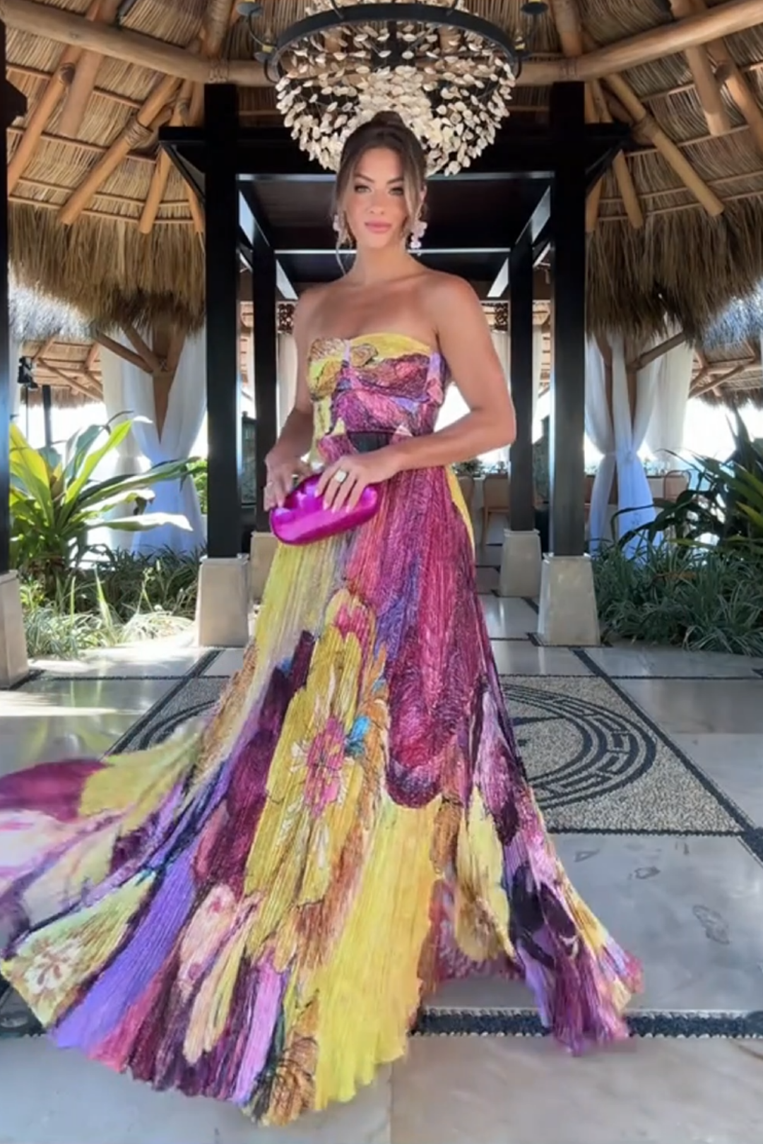 Alexine – Pleated texture – Floral maxi dress