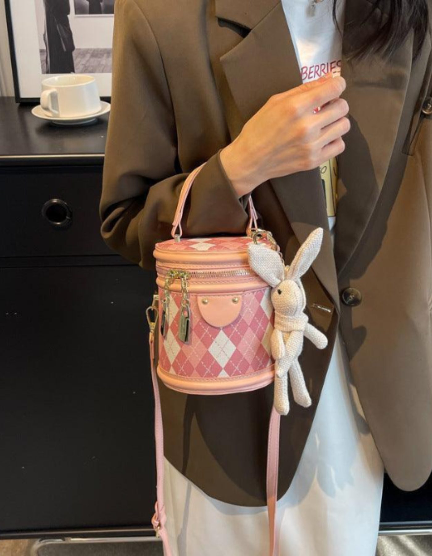 Minivière – Argyle bunny accent – Crossbody handbag