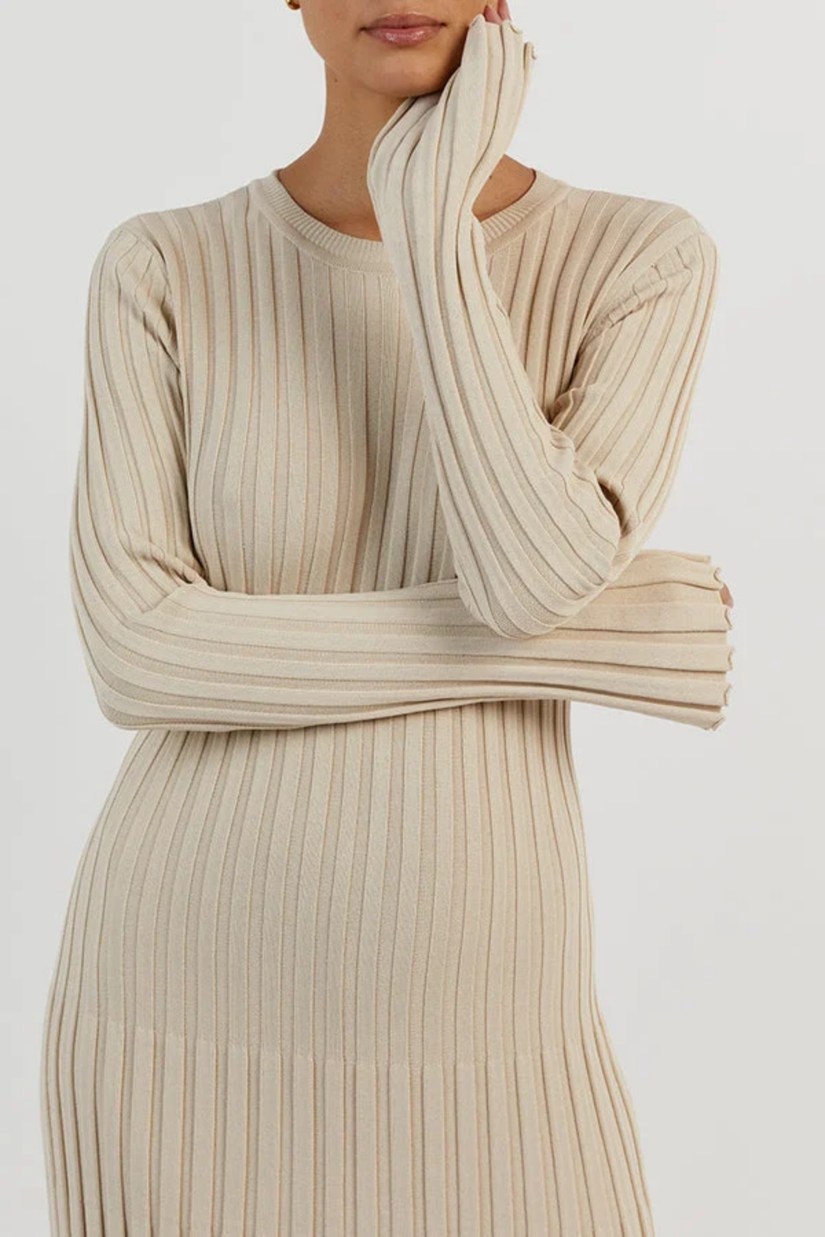 Elena – Cozy Knit Ribbed Dress – Maxi Dress